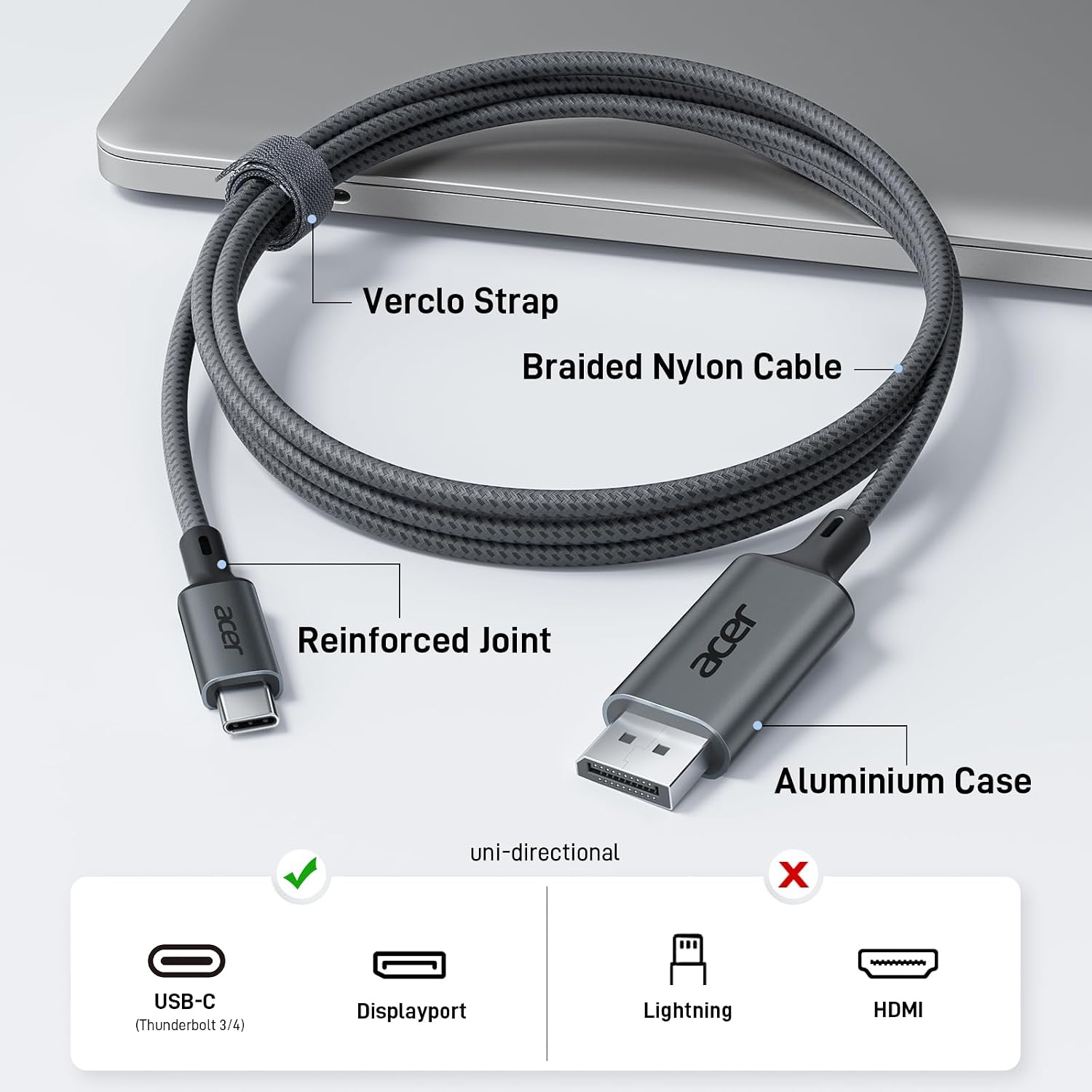 Thumbnail 4 de acer USB C to Display Port Cable 2m