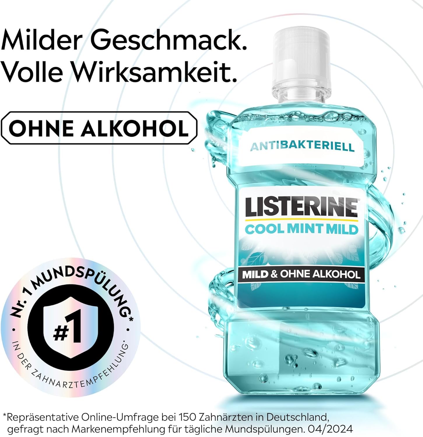 Thumbnail 1 de LISTERINE Cool Mint Mild 6 x 500 ml antibakterielle alkoholfreie Mundspülung