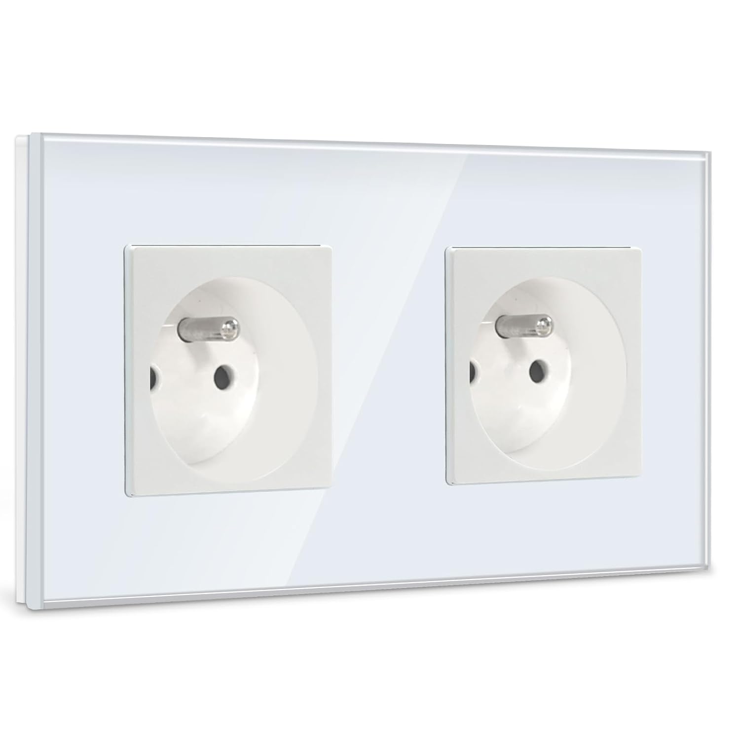 Detalle de BSEED FK86FRSK1W dubbel stopcontact 16 A met kristalglaspaneel