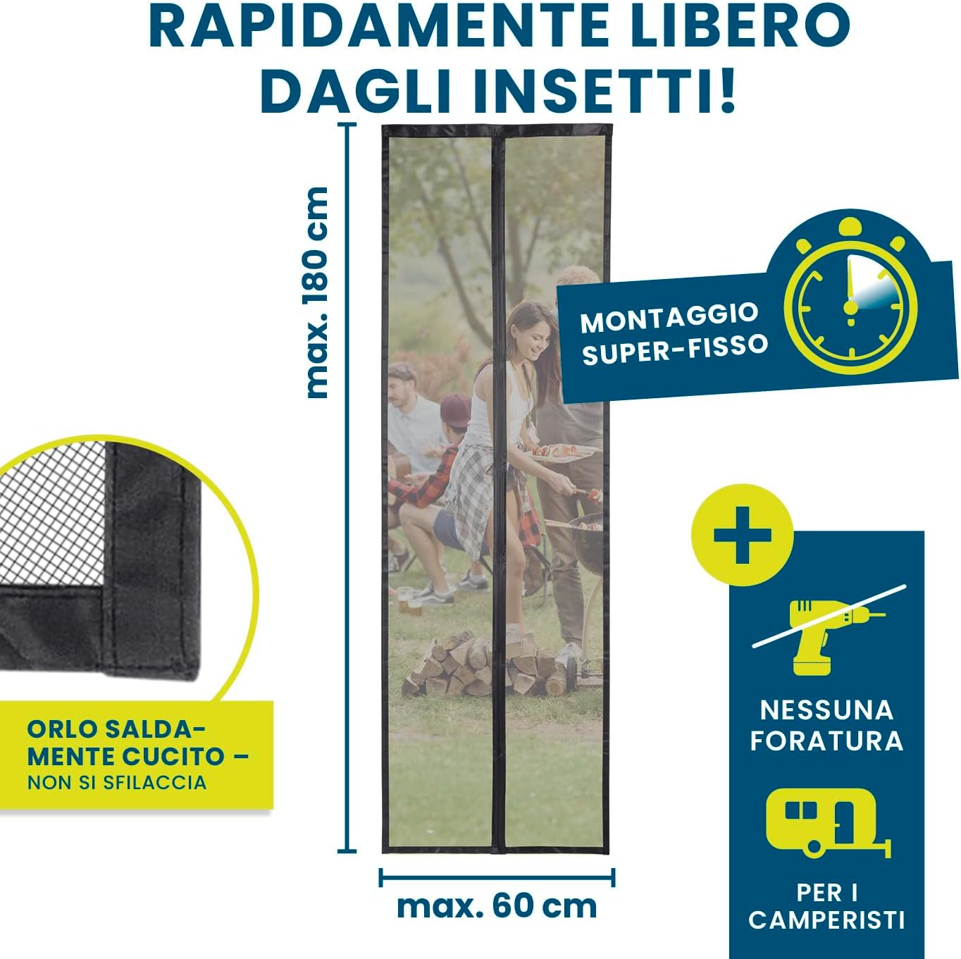 Thumbnail 4 de Hoberg Zanzariera magnetica per carrello da campeggio 60 x 180 cm: protezione energentica per caravan