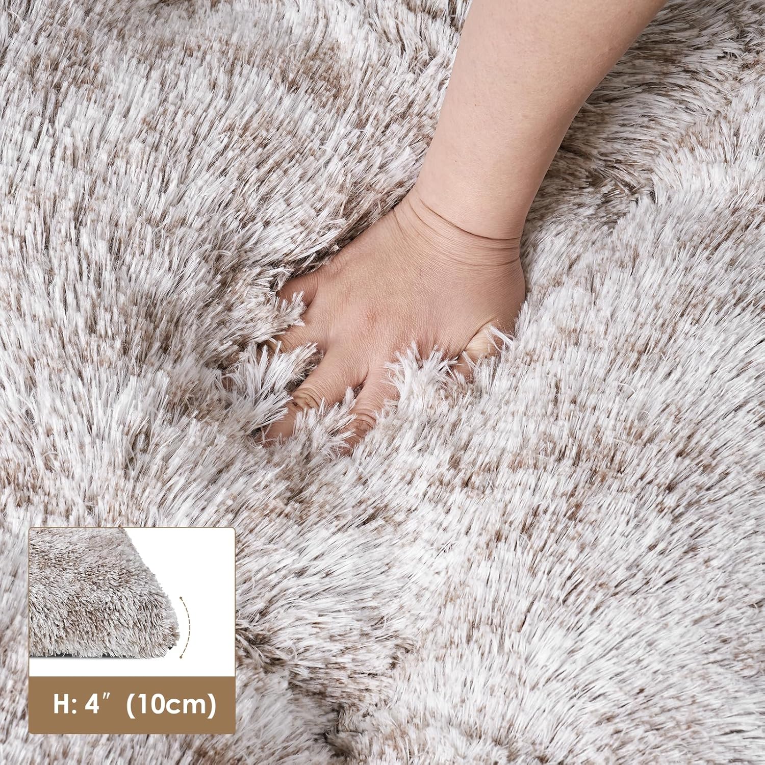 Detalle de EHEYCIGA Fluffy Dog Crate Bed Medium | Calming, Washable Mat with Non-Slip Base (75x50x7.5cm)