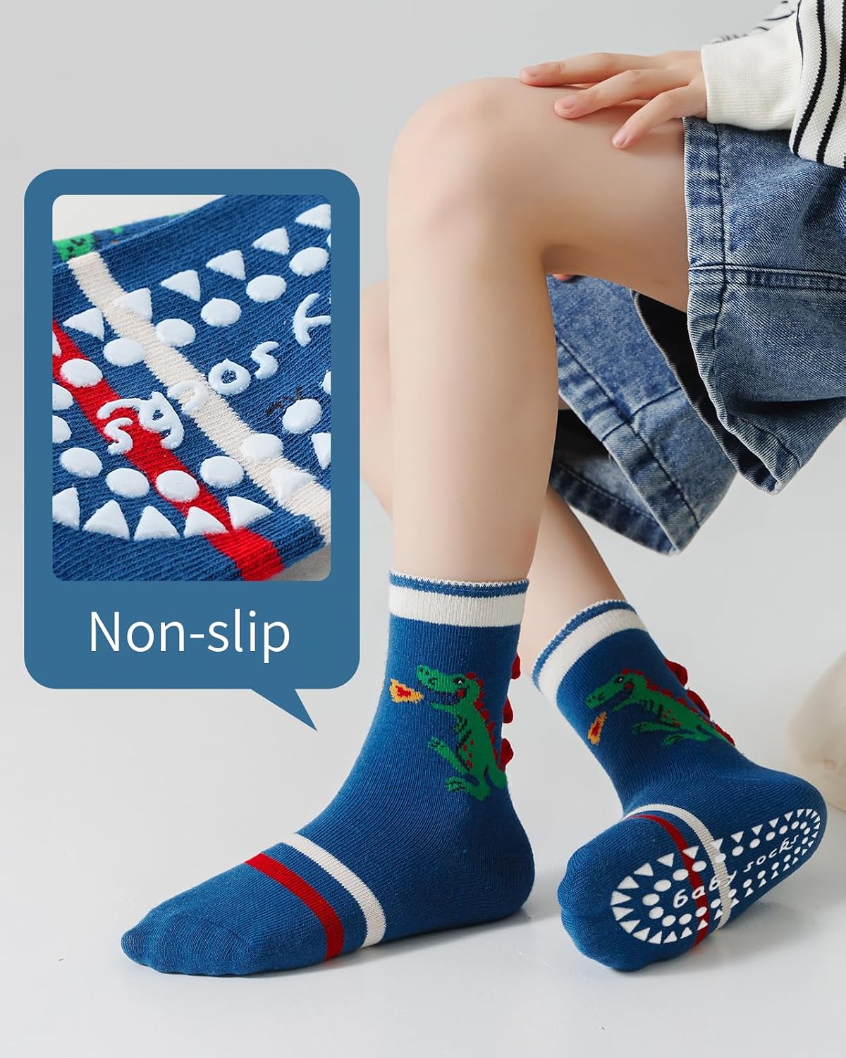 Detalle de Kyopp 5 Paar Stoppersocken Kinder aus Baumwolle (ABS, Tiermotive) 25–37 EU