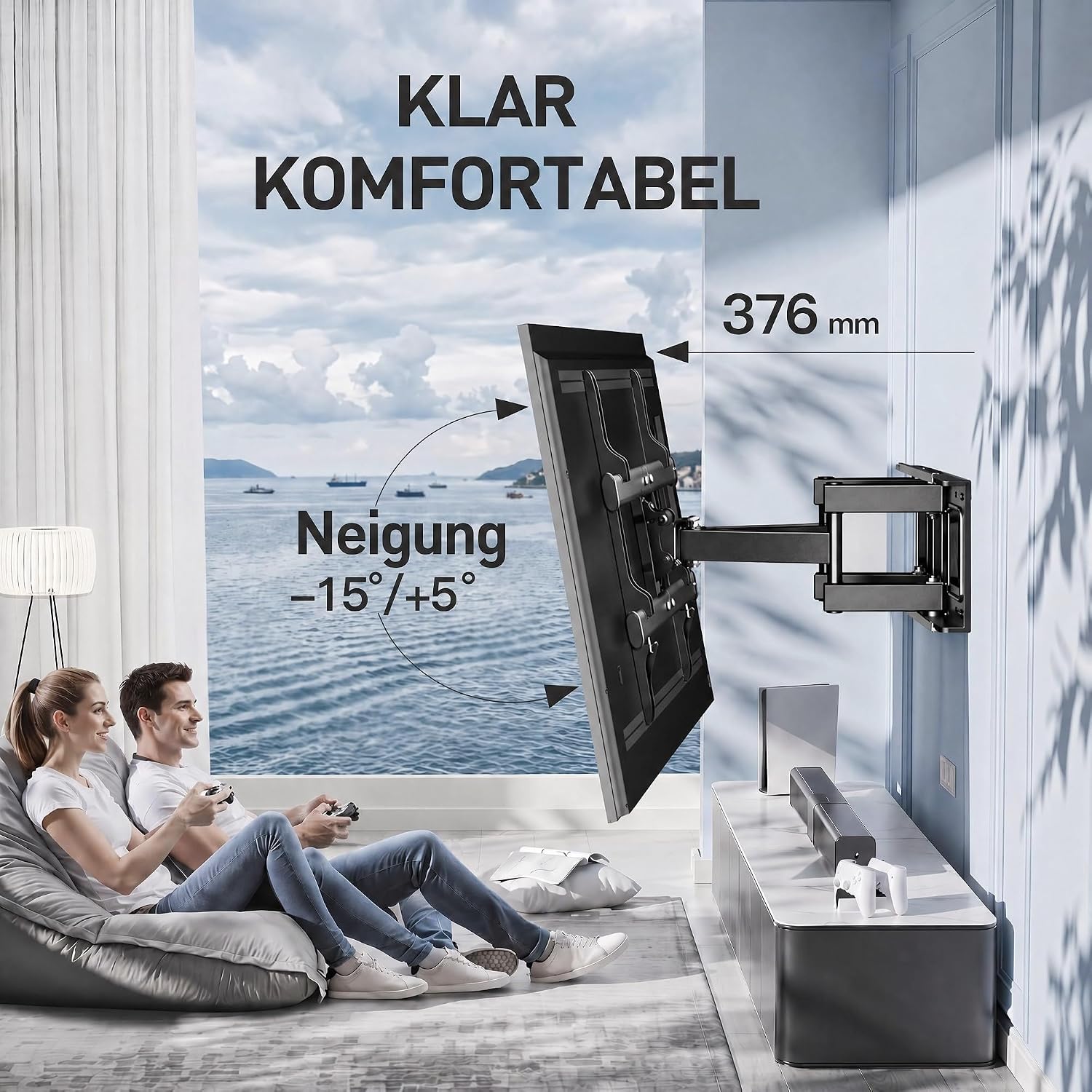 Detalle 2 de PERLESMITH TV Wandhalterung für 37–85″ Fernseher