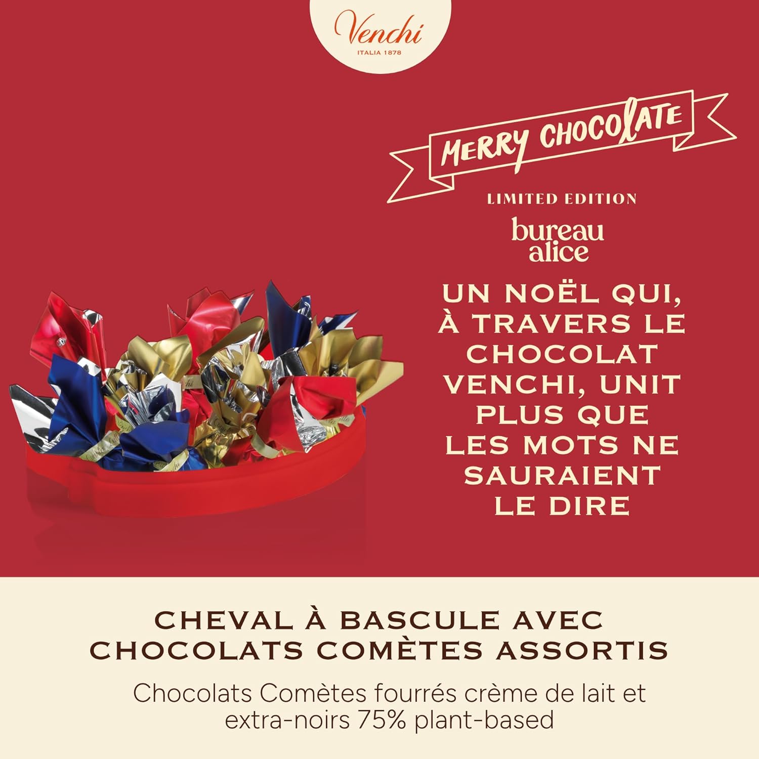 Detalle de Venchi Coffret Cheval à Bascule de Noël – 160 g, Cometa Assortis
