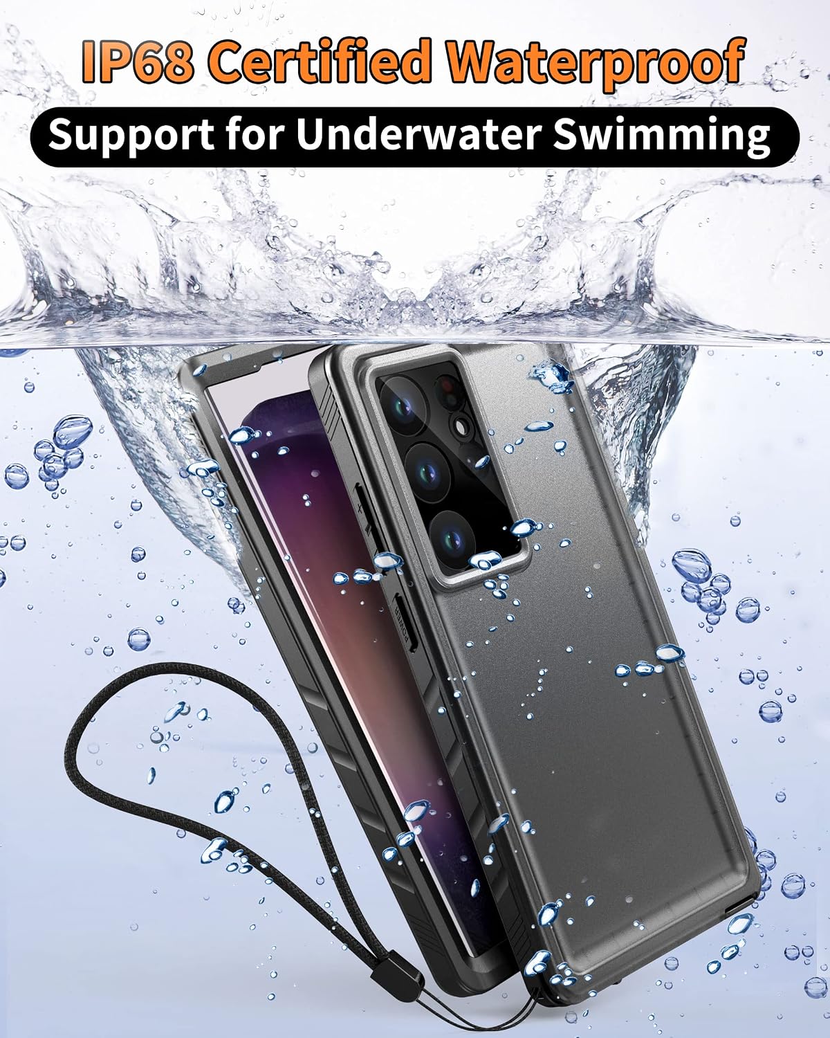 Detalle de Cozycase S23 Ultra (Noir) Waterproof 360° Case with Screen and Camera Protection