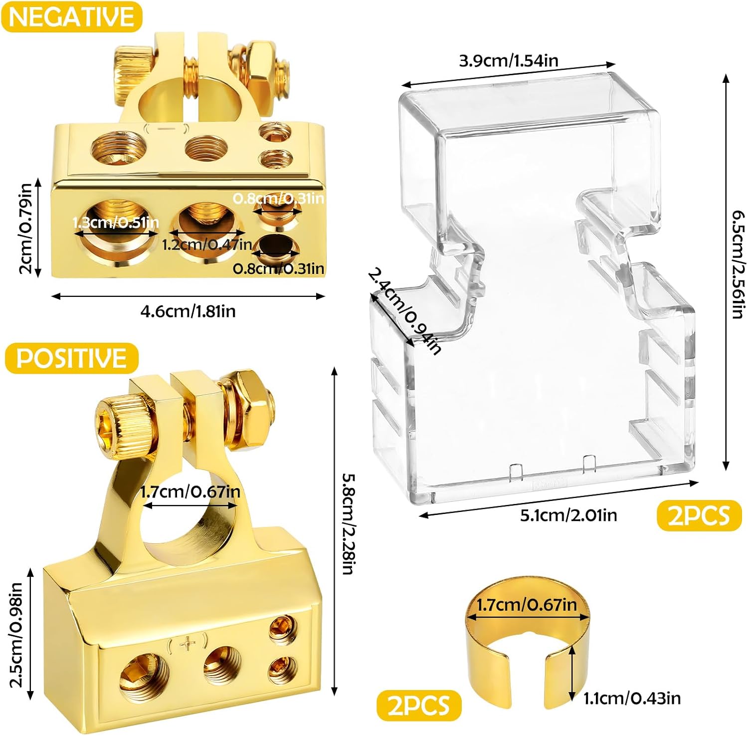 Detalle 2 de Zocipro 2Pcs Battery Terminals kit 10AWG clamps
