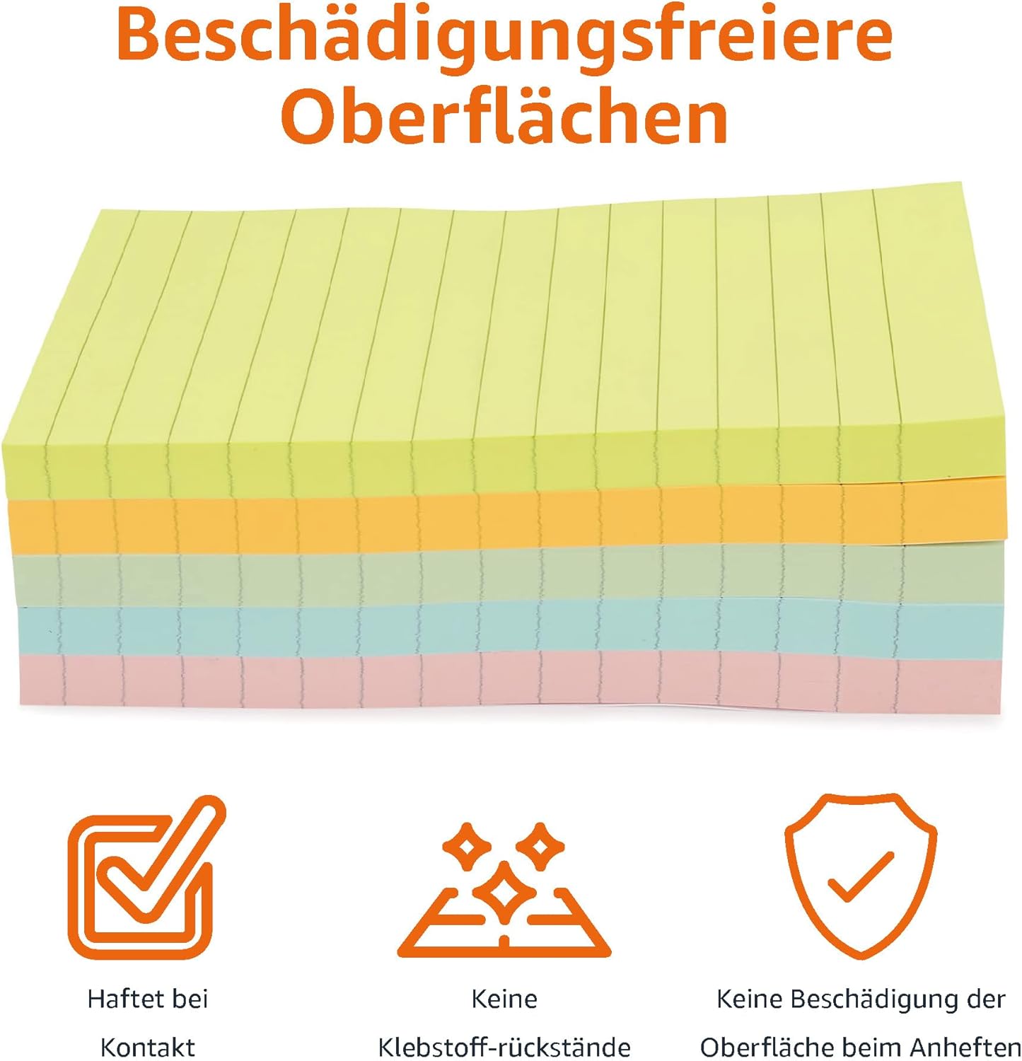 Detalle 2 de Amazon Basics Rechteckig Mini-Haftnotizen, 10,16 × 15 cm, bunt, 5 Stück (500 Blatt insgesamt)