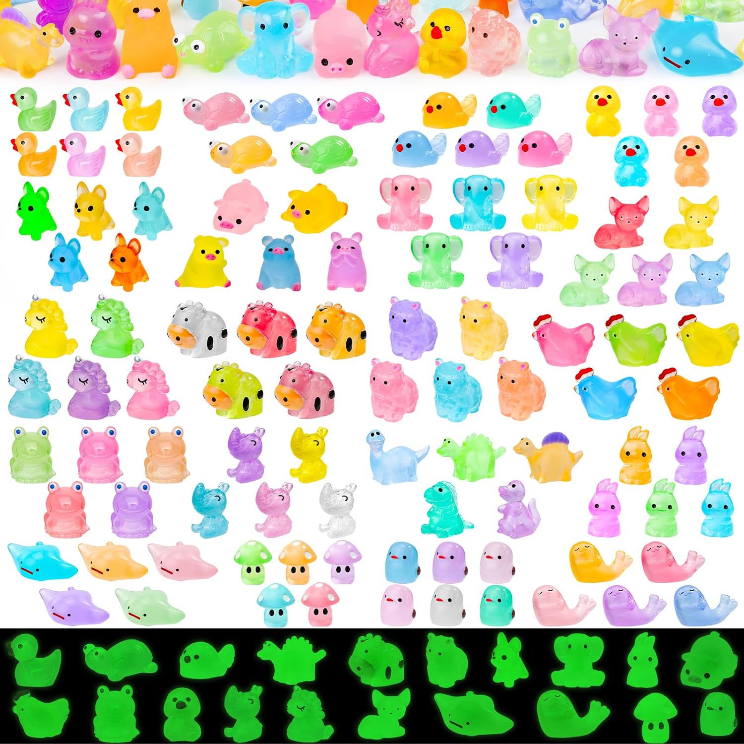 Detalle de QAUYETM Mini Resin Animal Figurines, 120-Piece Set