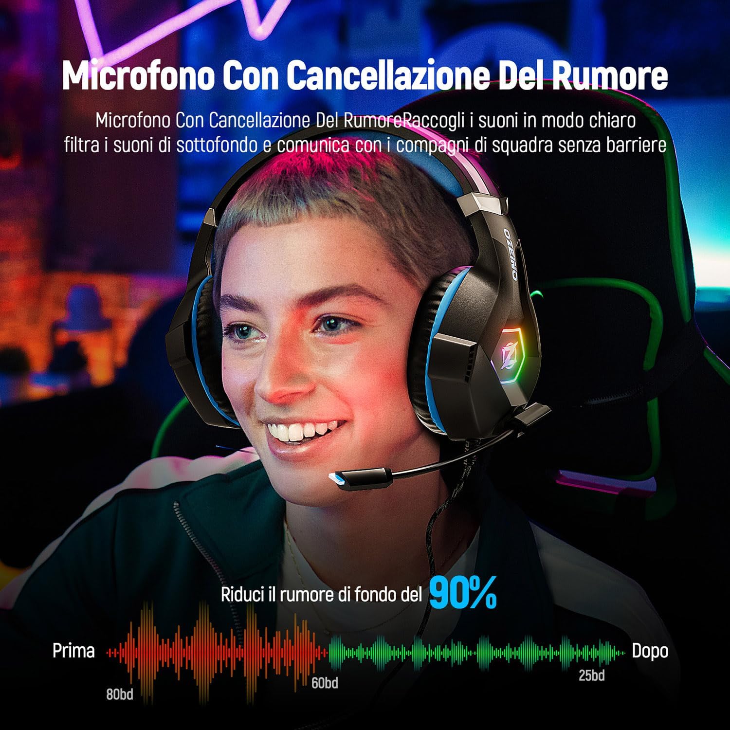 Thumbnail 3 de Cuffie Gaming PS4 PS5 PS4 PS5 PC Xbox One con microfono, cancellazione rumore e LED RGB