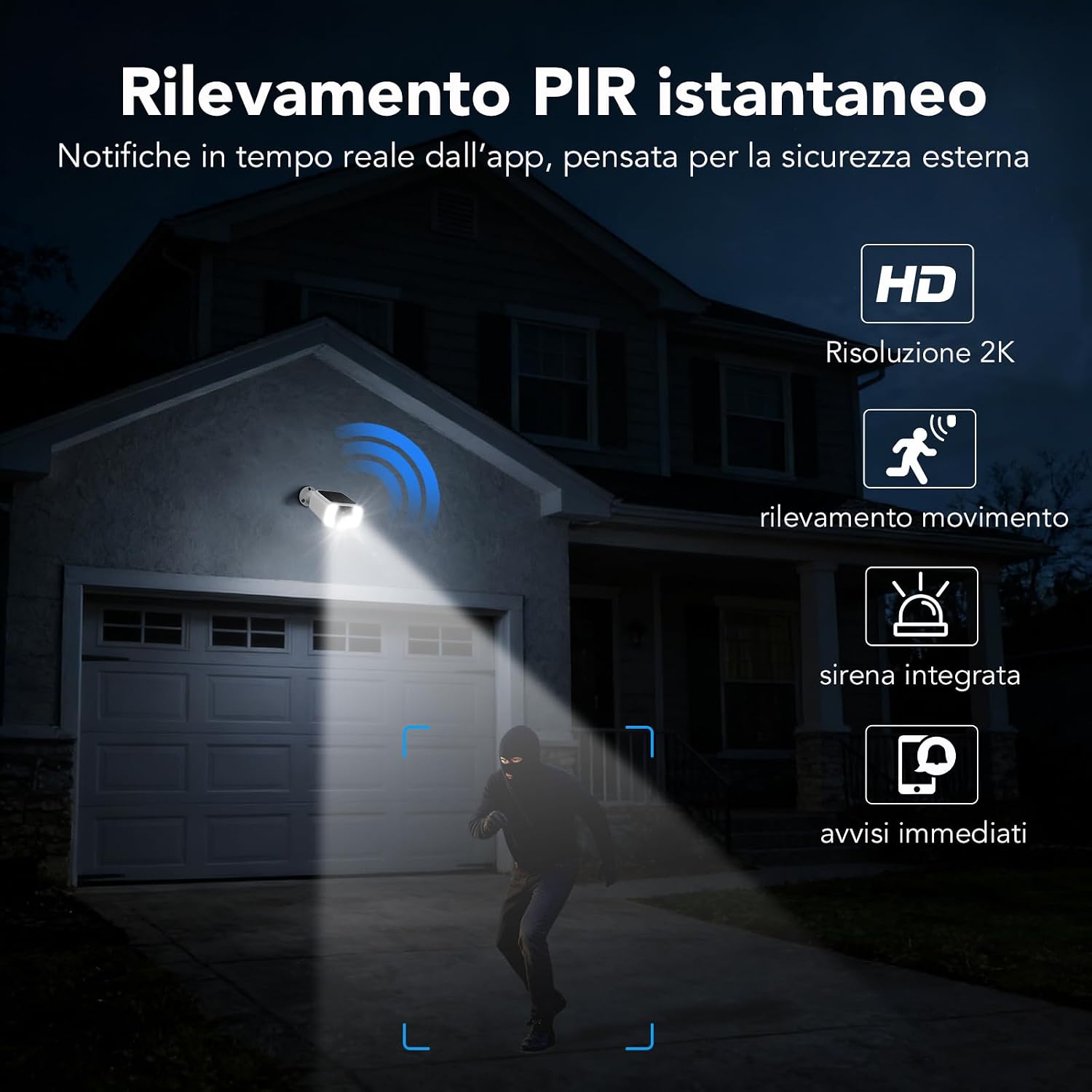 Thumbnail 6 de GNCC 2K 4MP Telecamera Wi-Fi Esterna Senza Fili con Pannello Solare Integrato – Sorveglianza 365, Visione Notturna a Colori e PIR