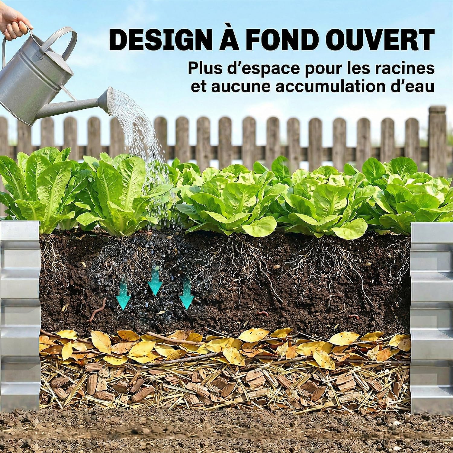 Detalle de Outsunny 845-039V01SR verhoogde plantenbak van verzinkt staal, 120 x 60 x 30,5 cm