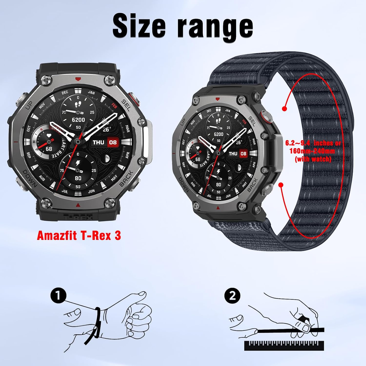 Detalle 2 de RosMank Wavy Nylon Watch Band for Amazfit T-Rex 3