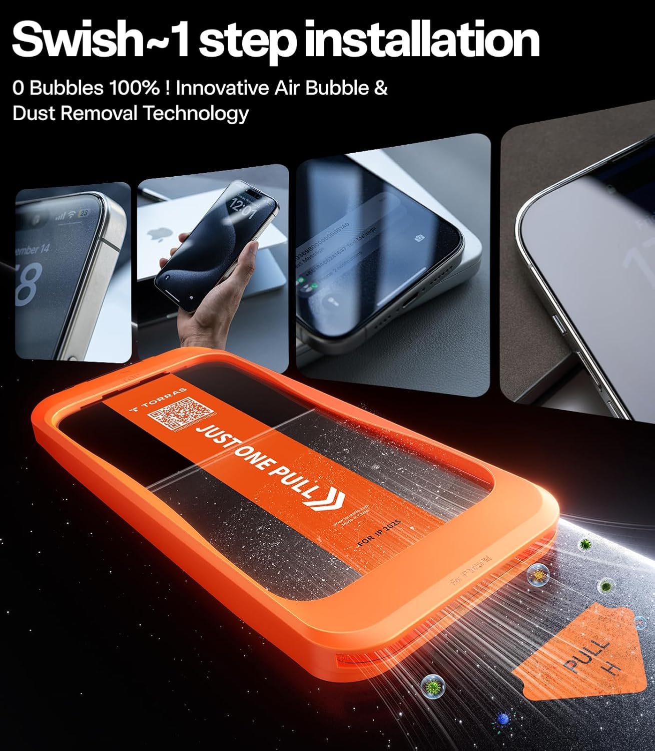 Thumbnail 5 de TORRAS for iPhone 17 Screen Protector (3.66m drop) – 9H Tempered Glass, Full Screen Coverage, 2-Pack