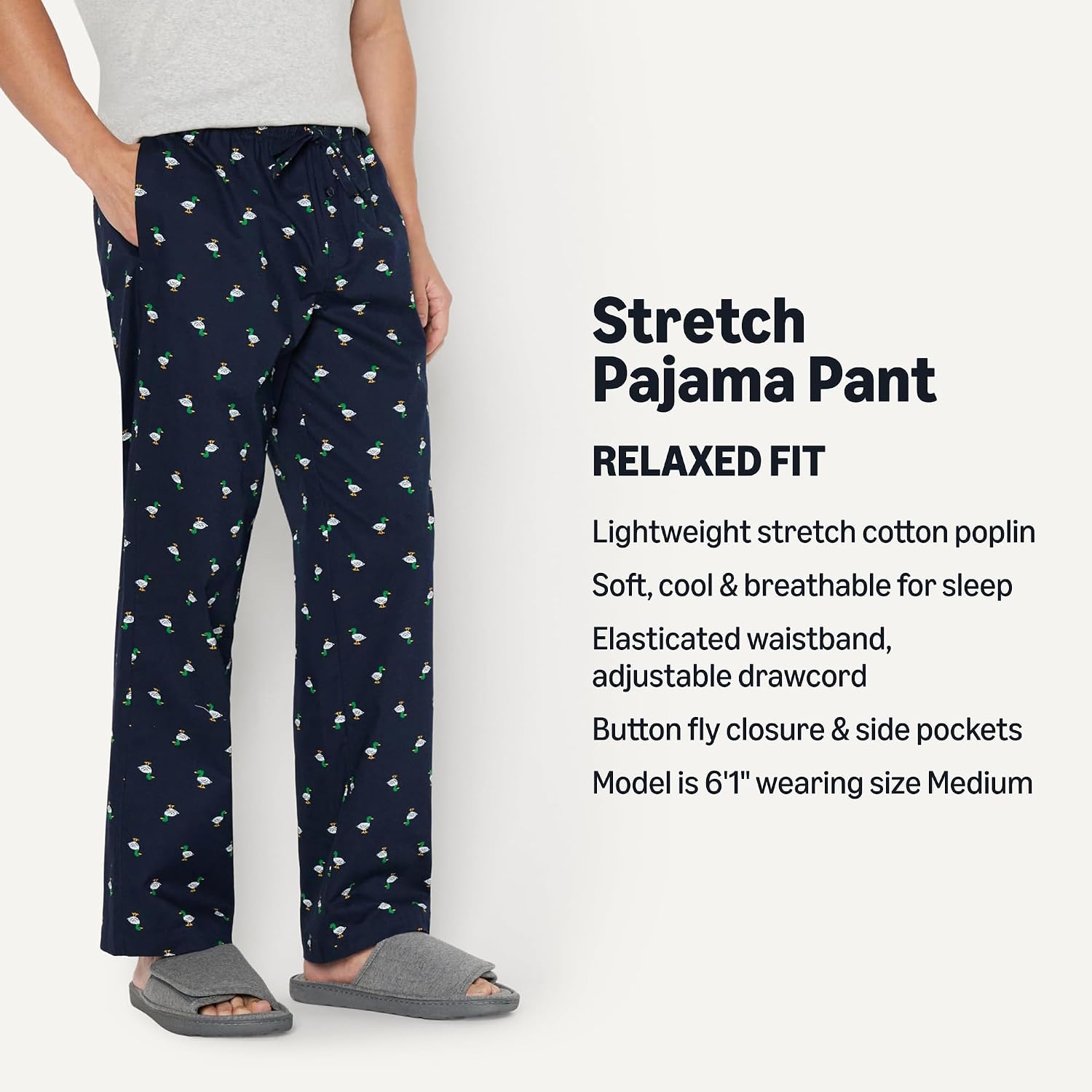 Detalle 2 de Amazon Essentials Men's Cotton Stretch Poplin Full-Length Pajama Bottoms