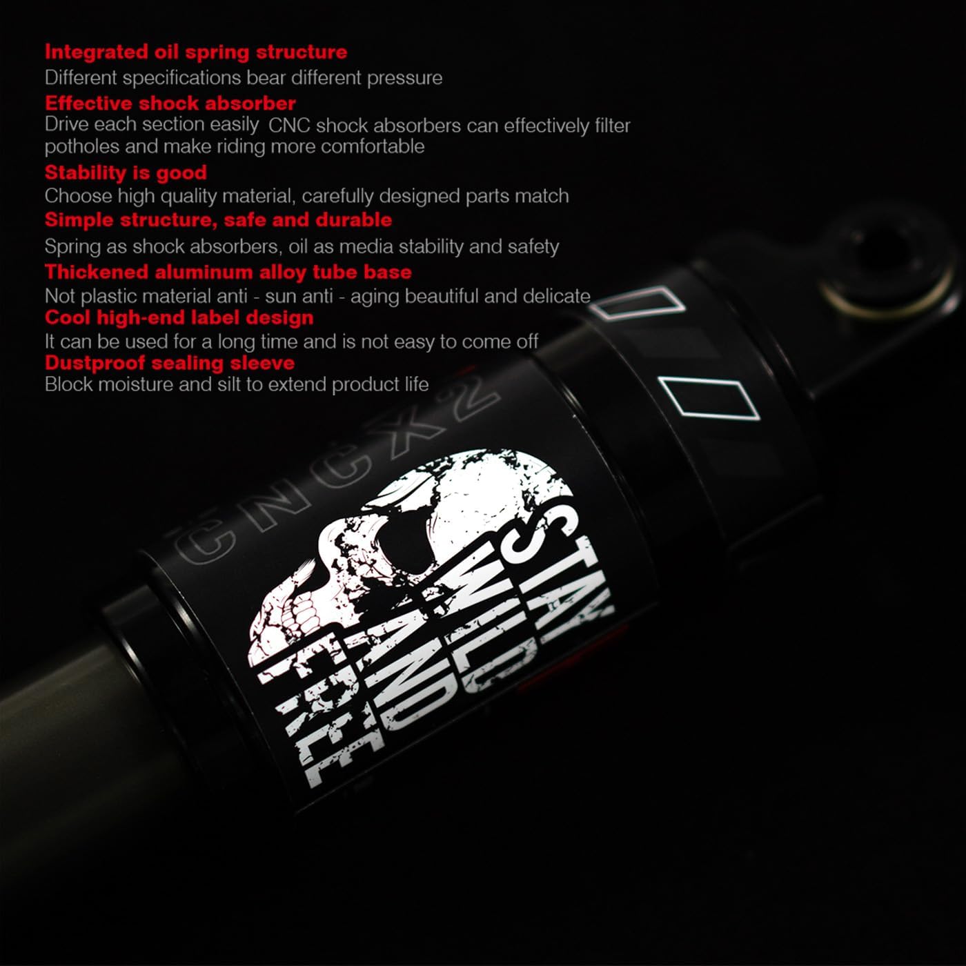 Detalle de CNCLOL Mountain Bike Rear Shock – Fixed Hydraulic Damping, 120–200mm (185x750lbs)