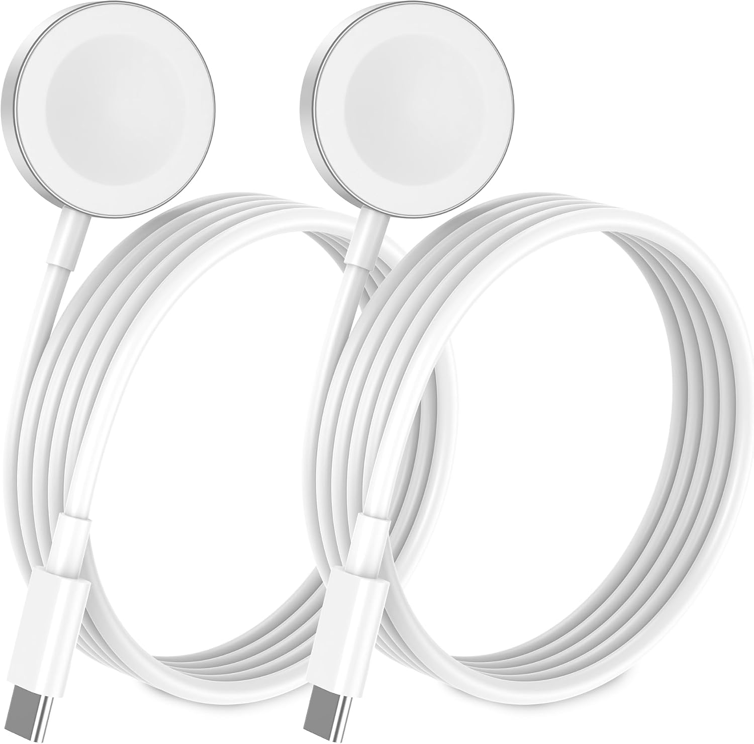 Detalle de 2-Pack USB‑C Fast Apple Watch Charger Set for Magnetic Charging (1M) – Compatible with iWatch Ultra to Series 1–8