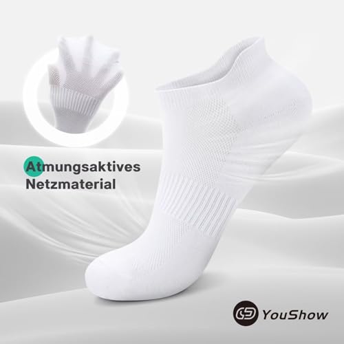 Detalle de YouShow 10 pares de calcetines tobilleros transpirables antideslizantes (blanco) 35-38