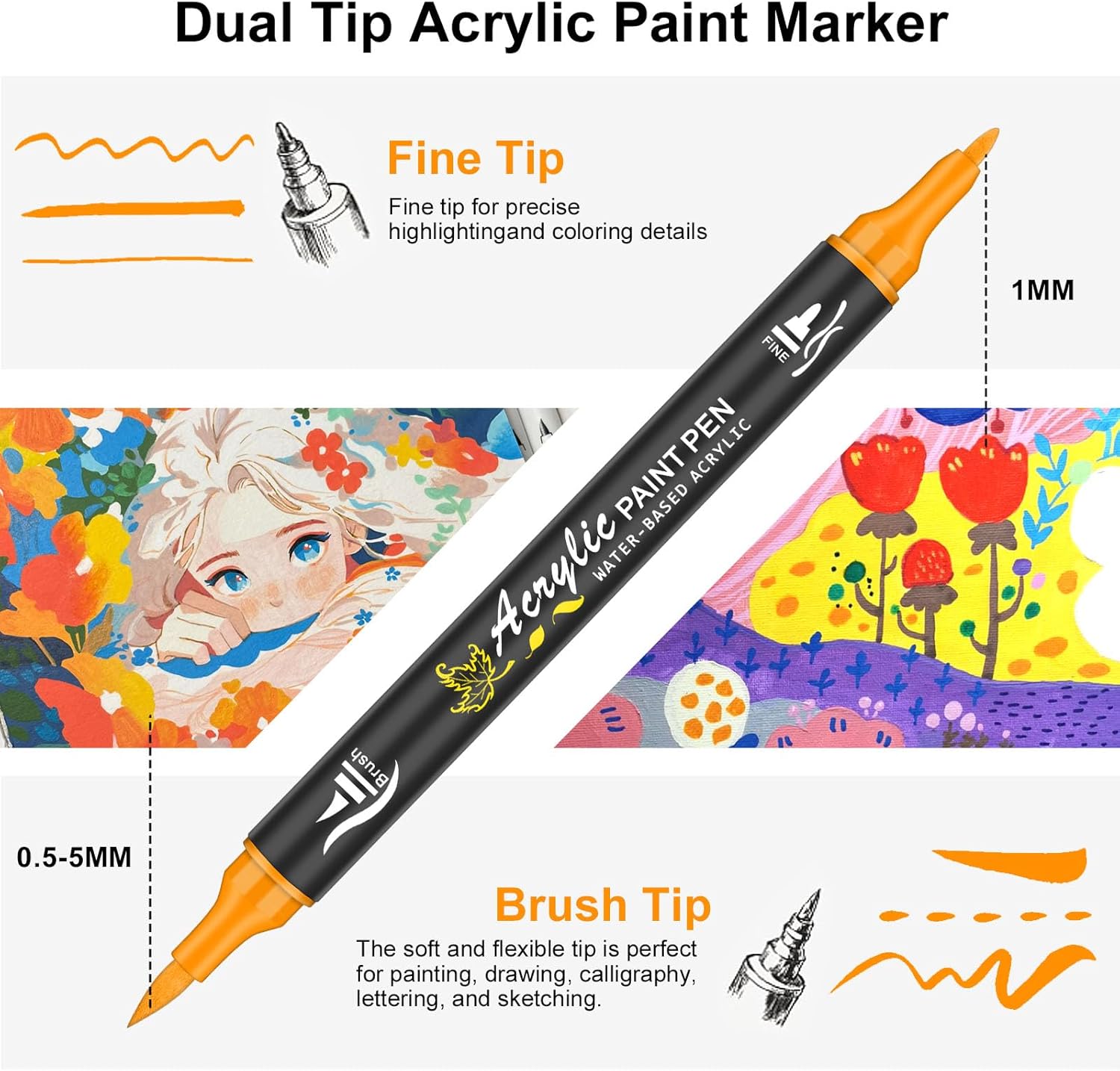 Thumbnail 1 de NICETY 128 Pcs Felt Acrylic Paint Pen (Dual Tip) for Wood, Canvas, Glass & Ceramics