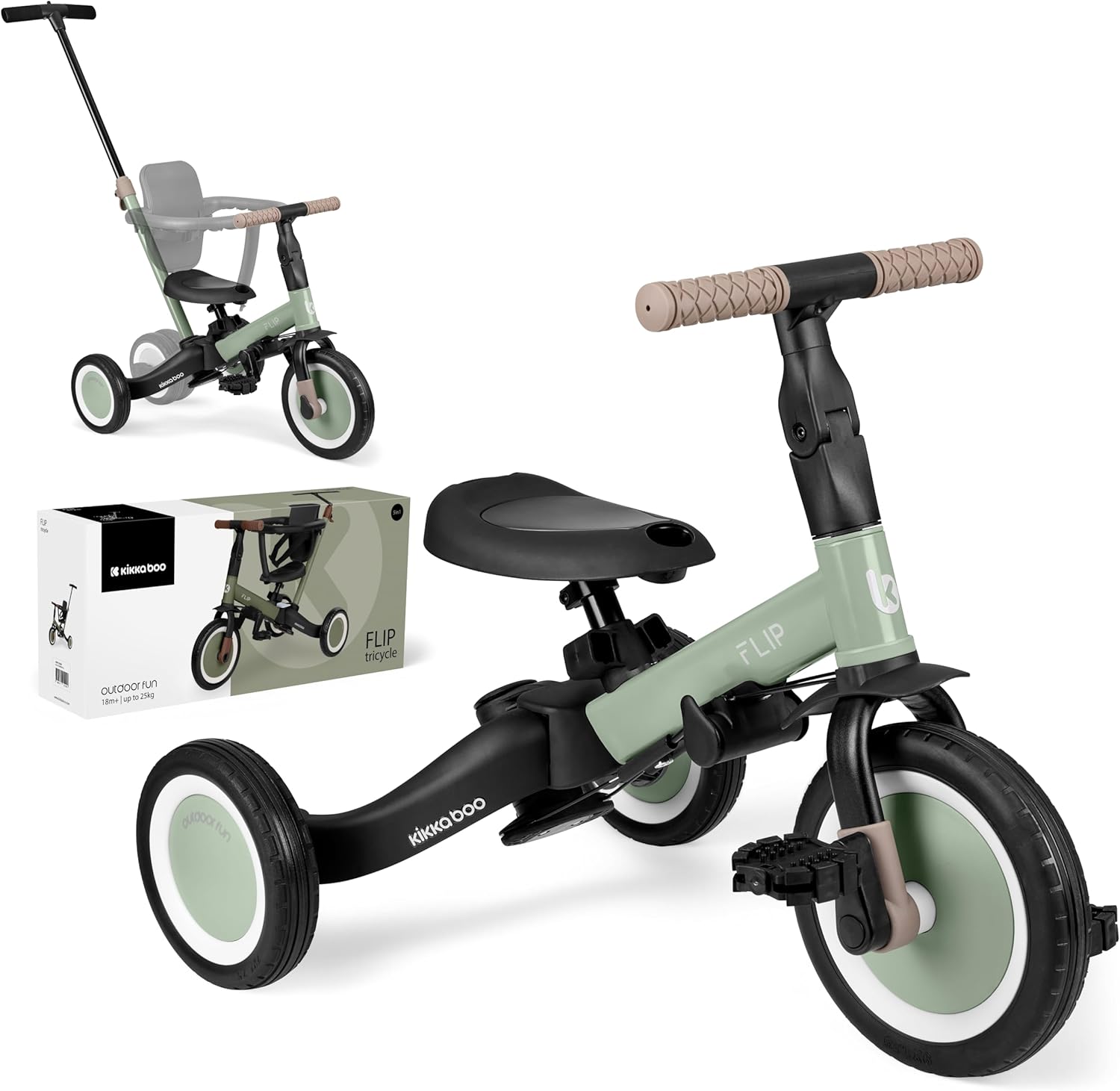 Detalle de KikkaBoo Triciclo Evolutivo 5 in 1 FLIP: triciclo e passeggino che cresce con 1–5 anni