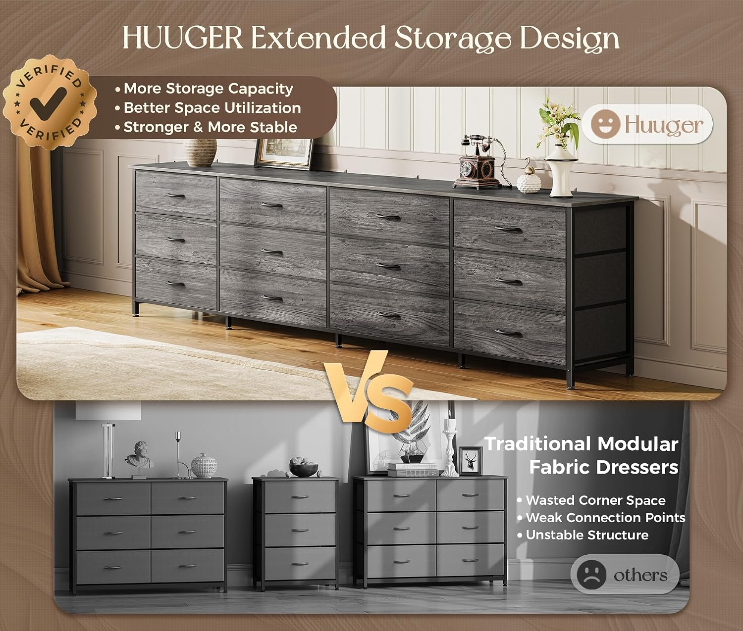 Thumbnail 4 de Huuger Fabric Dresser, 12 Drawers