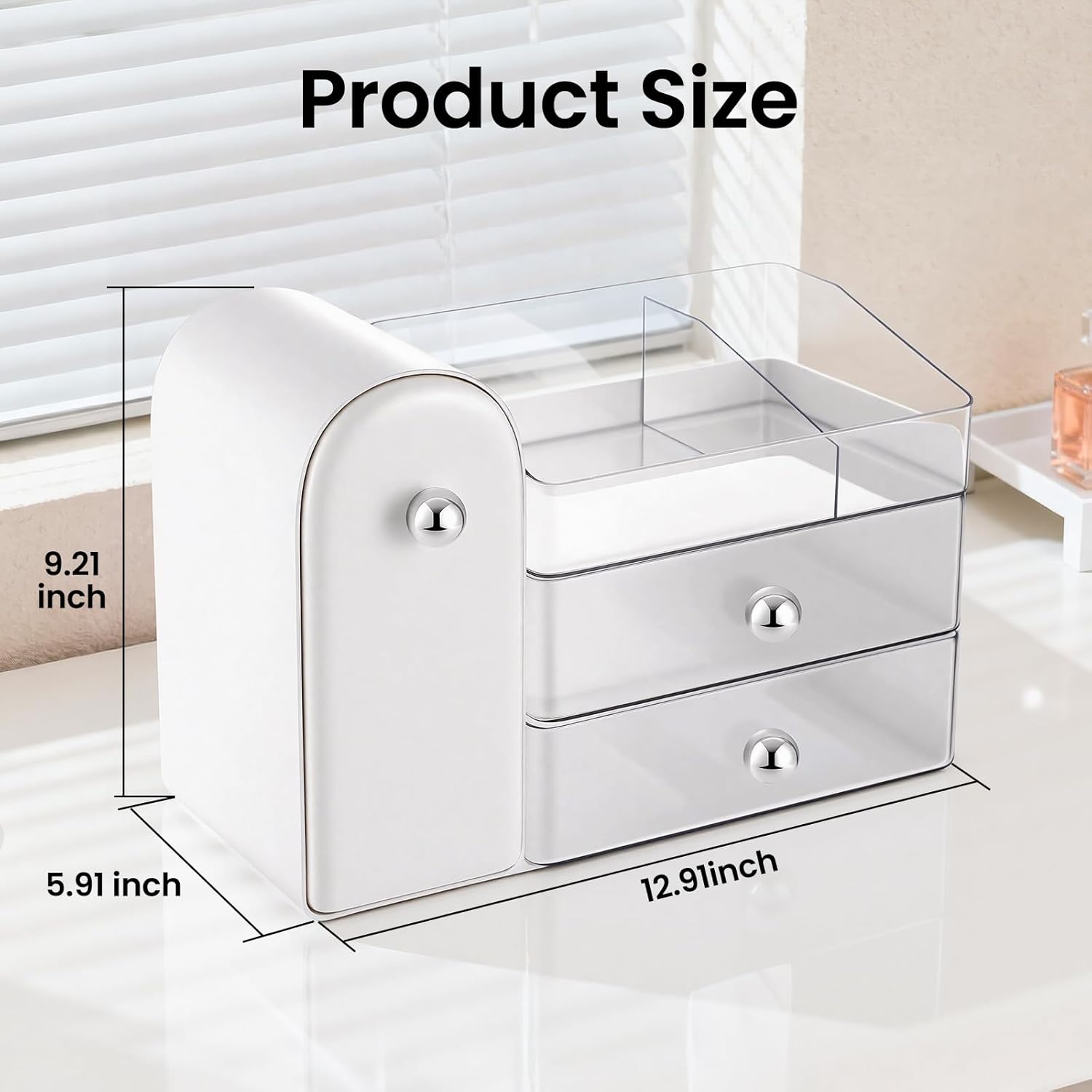 Thumbnail 3 de TRQWRO Makeup Organizer: Large Vanity Storage with Pull-Out Brush Holder