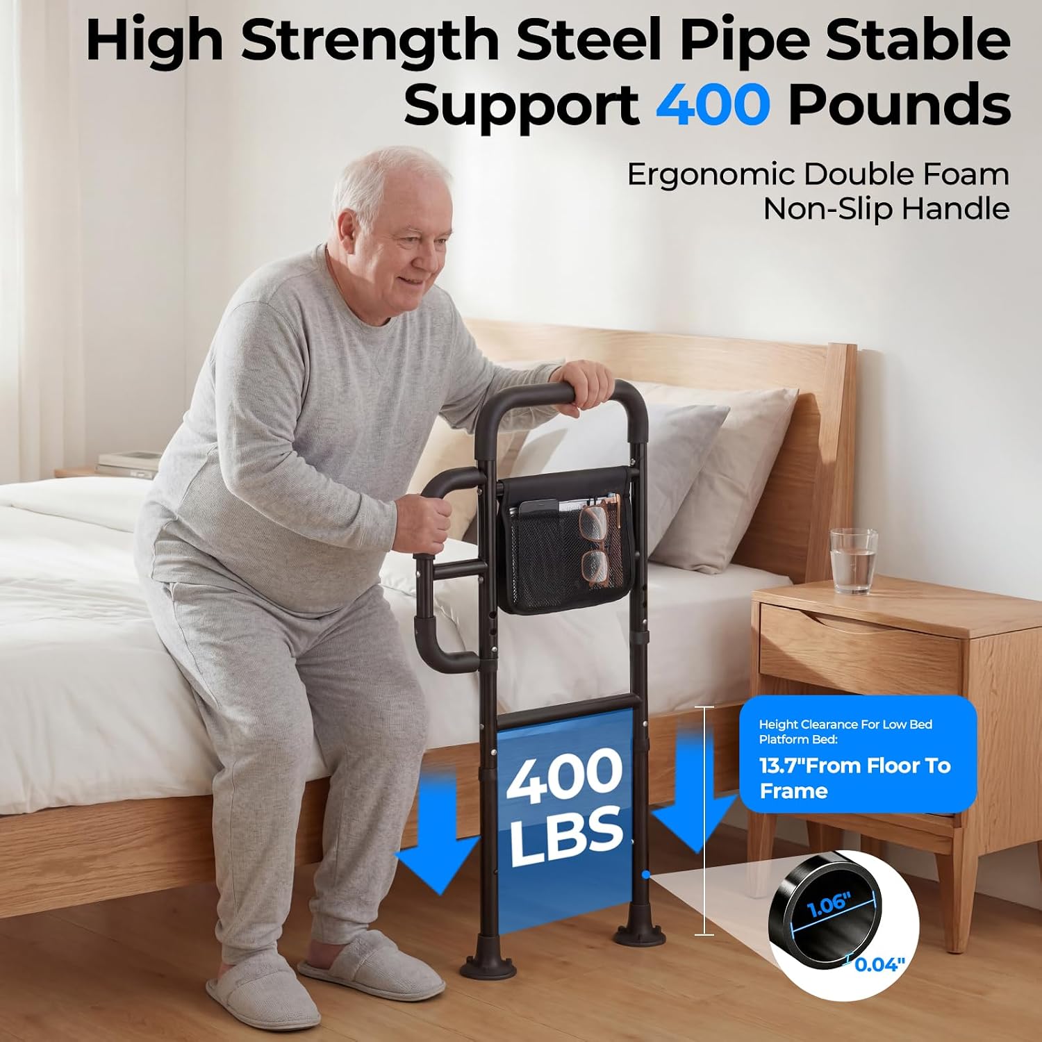 Thumbnail 1 de Bed Rails for Elderly Adults Safety: ASTM Tested 400 LBS Bed Assist Rail with Side Handle