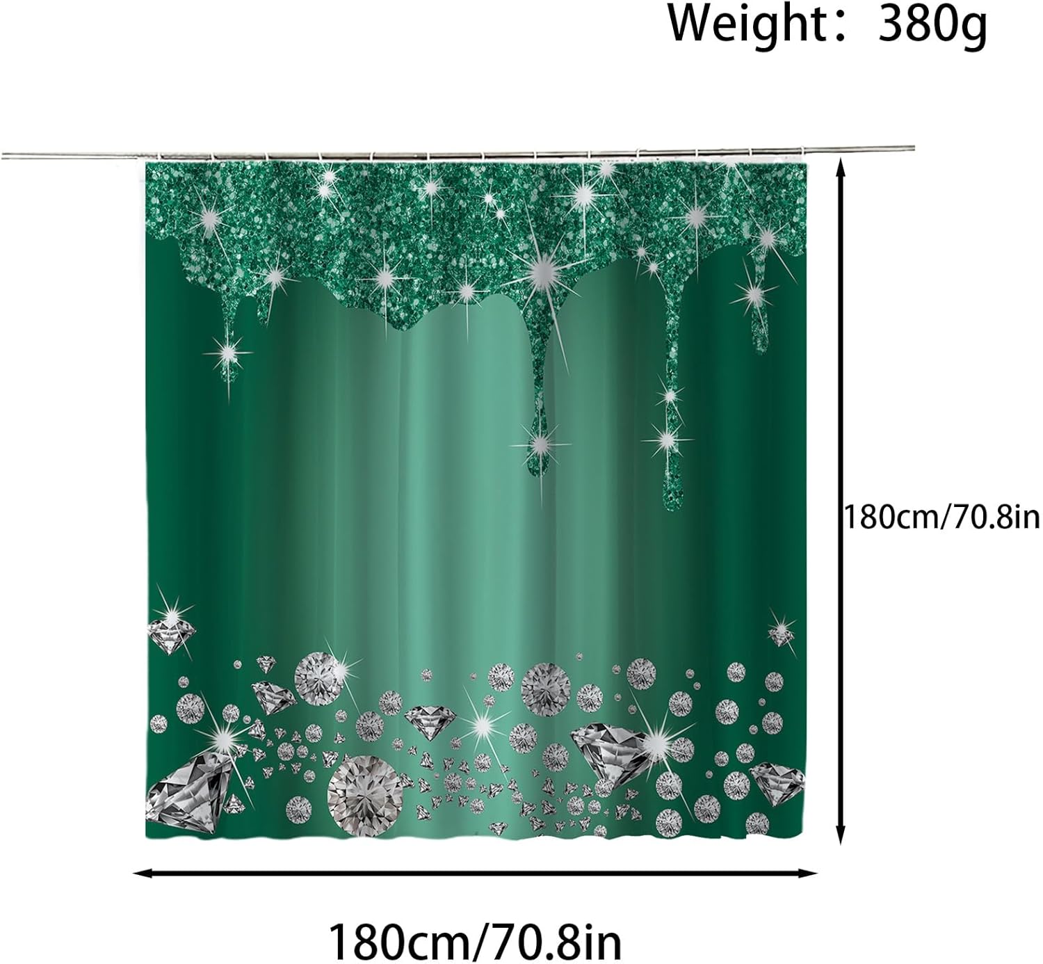 Detalle 2 de FAIRYGATE Badvorhang 180x180 cm – waschbar, wasserdicht, mit 12 Vorhangringen