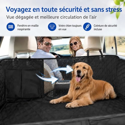 Thumbnail 4 de Sosayet Housse auto pour chien 137 x 147 cm, imperméable avec fenêtre en maille