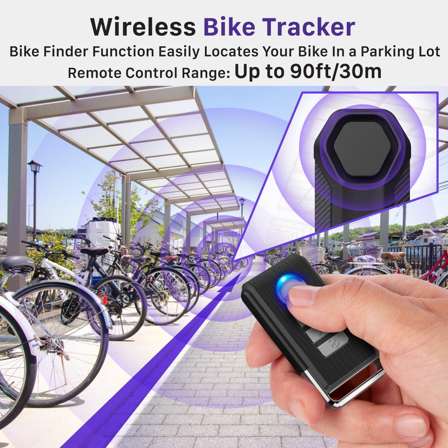 Detalle 1 de Fosmon Alarme antivol pour moto/vélo avec télécommande, sirène 113 dB (étanche)