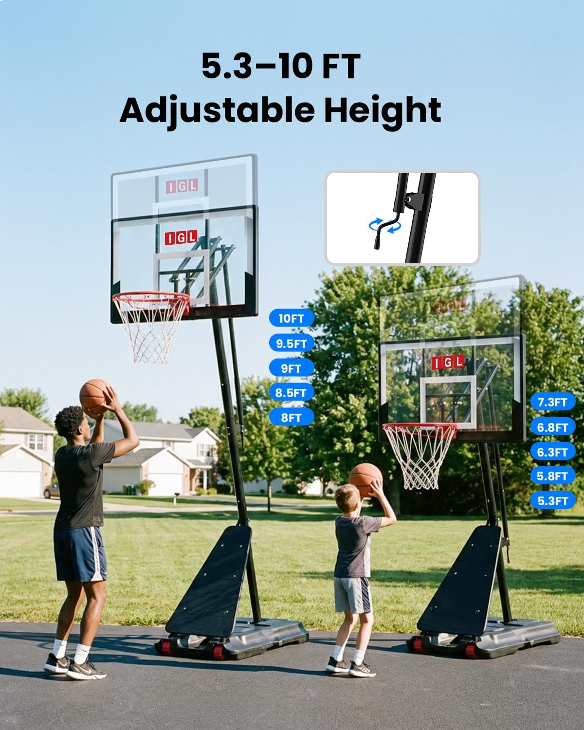Detalle de IGL Adjustable Basketball Hoop 10 ft