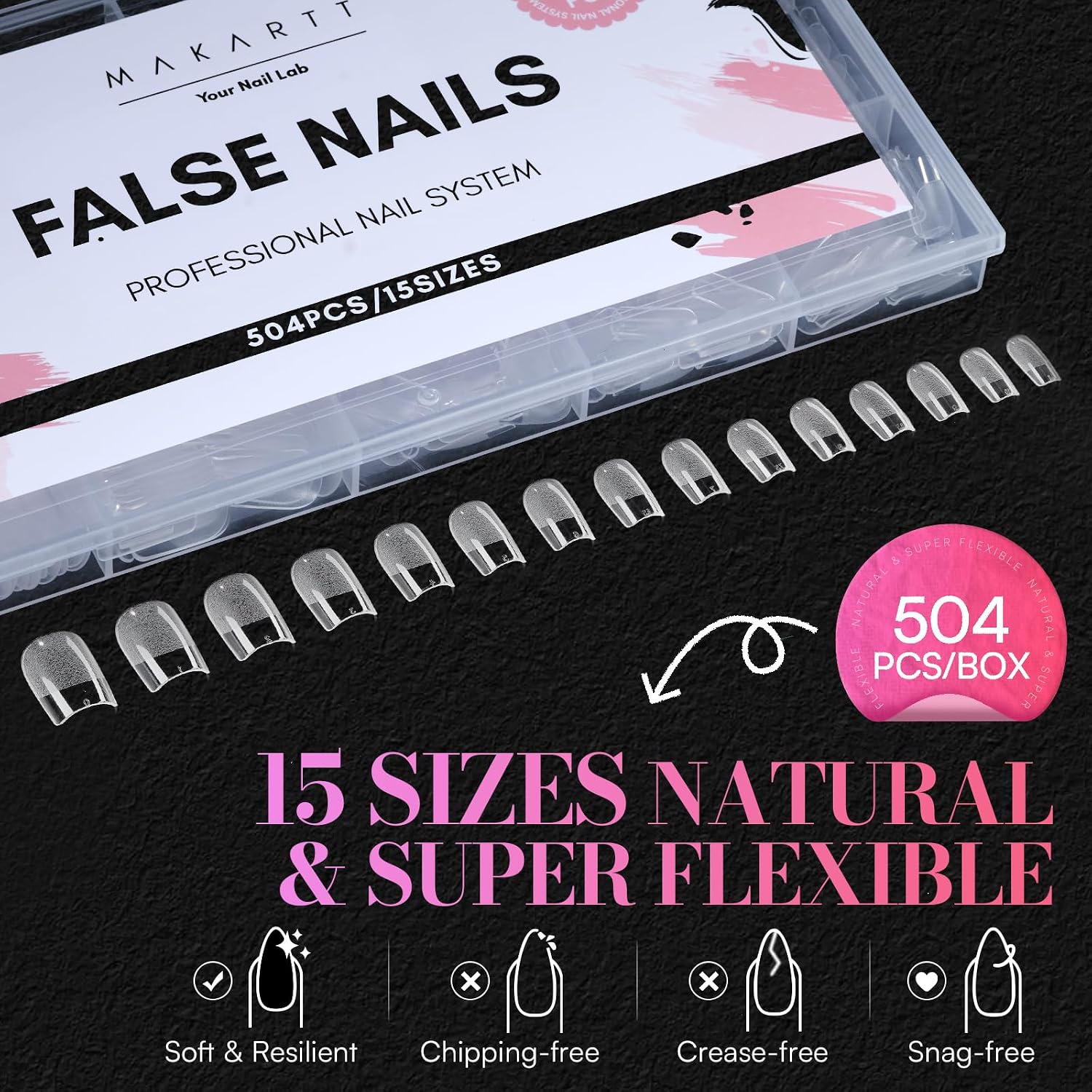 Detalle 2 de Makartt Square Nail Tips, 504 Pieces