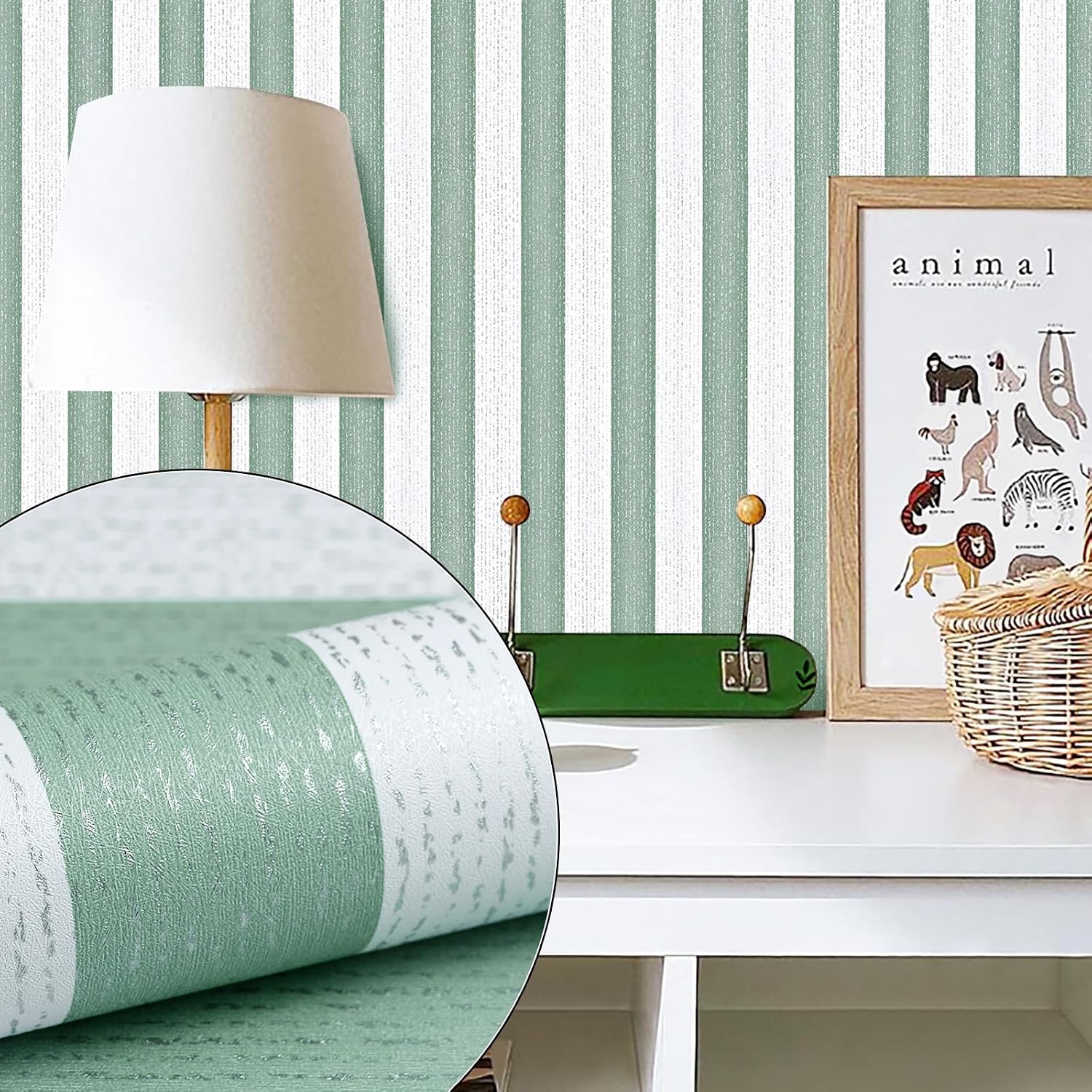 Detalle de HorryHaus striped peel-and-stick wallpaper, 15.7 in