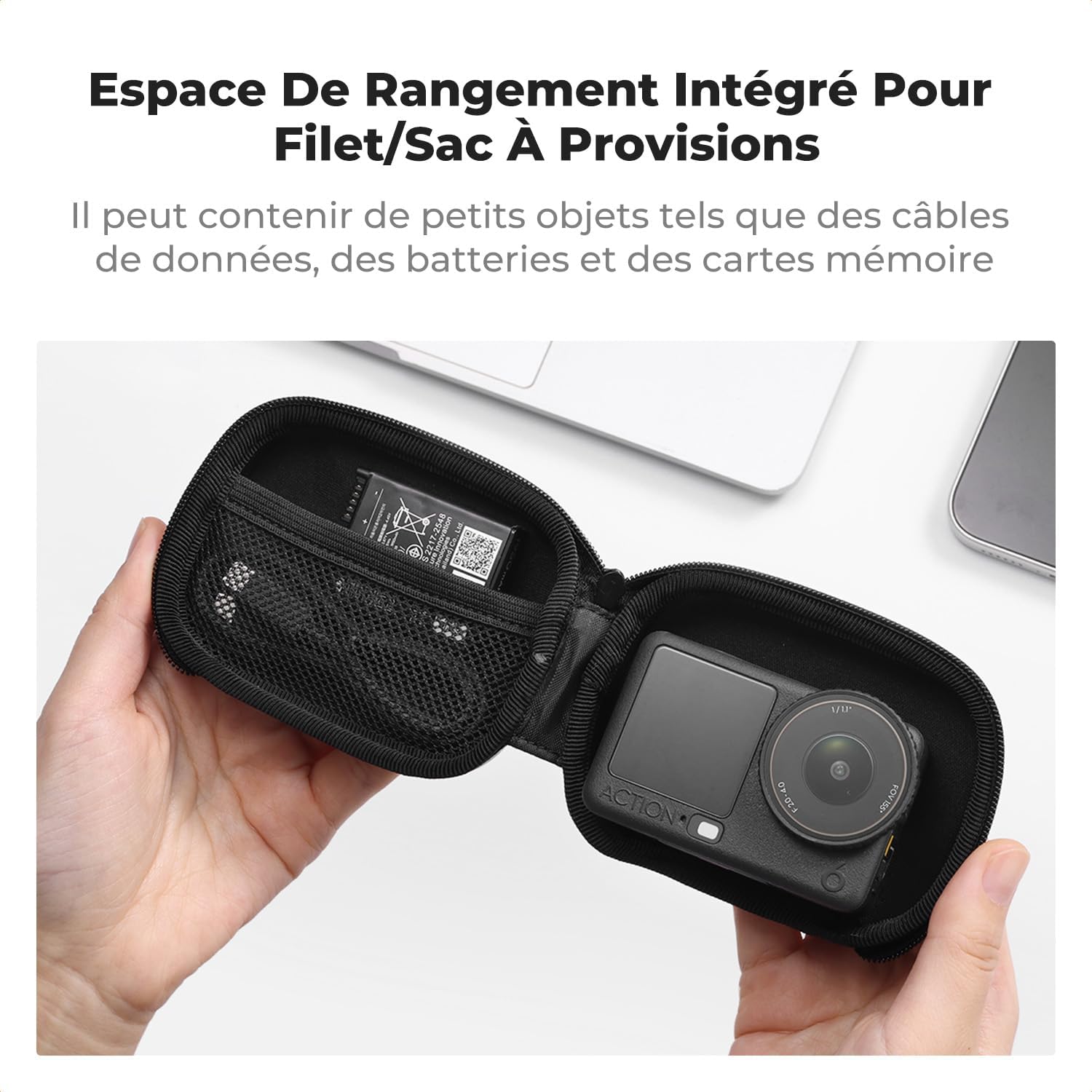Detalle de Étui de transport K&F CONCEPT pour caméra — coque rigide EVA, compatible Osmo Action 6/3/4/5 Pro, GoPro Hero 13 à 9, Insta360 Ace/Ace Pro/2