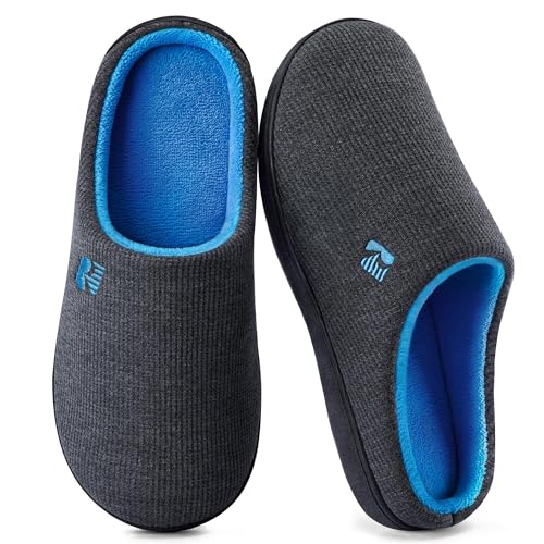 Detalle de RockDove Chausson en mousse à mémoire de forme à deux tons pour homme – 42/43 EU, gris foncé et bleu