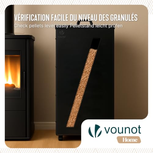 Detalle 2 de vounot Réservoir à Granulés avec Fenêtre de Contrôle 36x36x76 cm Noir