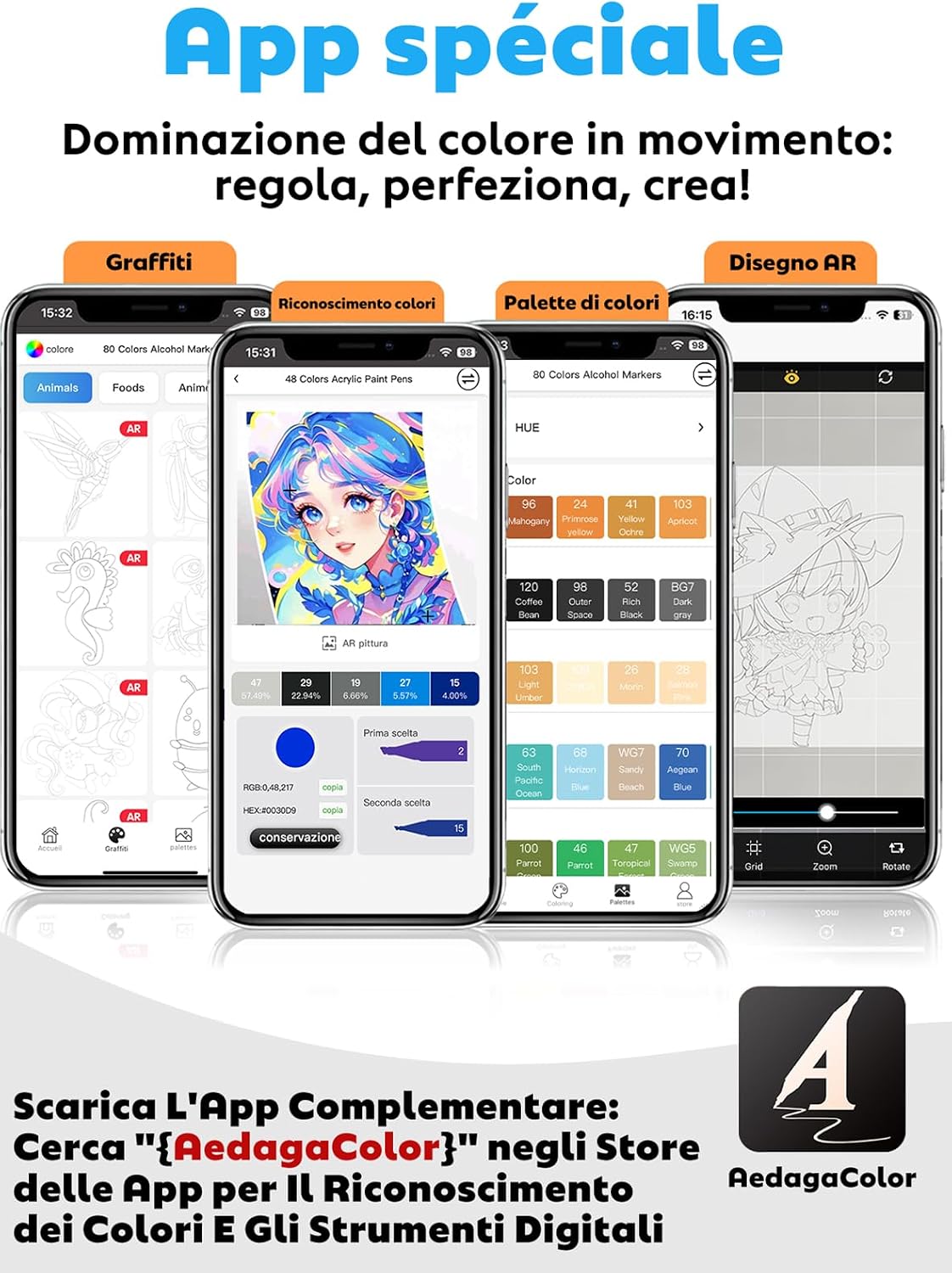 Detalle de Chen Rui 80 Colori Pennarelli ad Alcool con App e Puntya Doppia Punta Brush