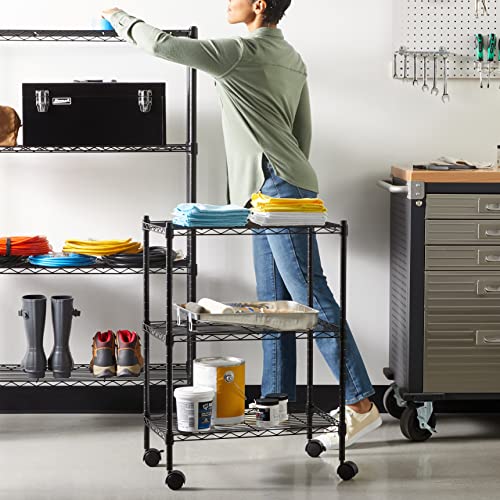 Detalle 2 de Amazon Basics Estantería estrecha con ruedas y altura ajustable🛠