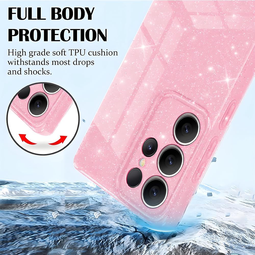 Thumbnail 2 de CaseLover Glitzer-Silikonhülle für Samsung Galaxy S26 Ultra 5G – Rosa mit 2 Displayschutzfolien