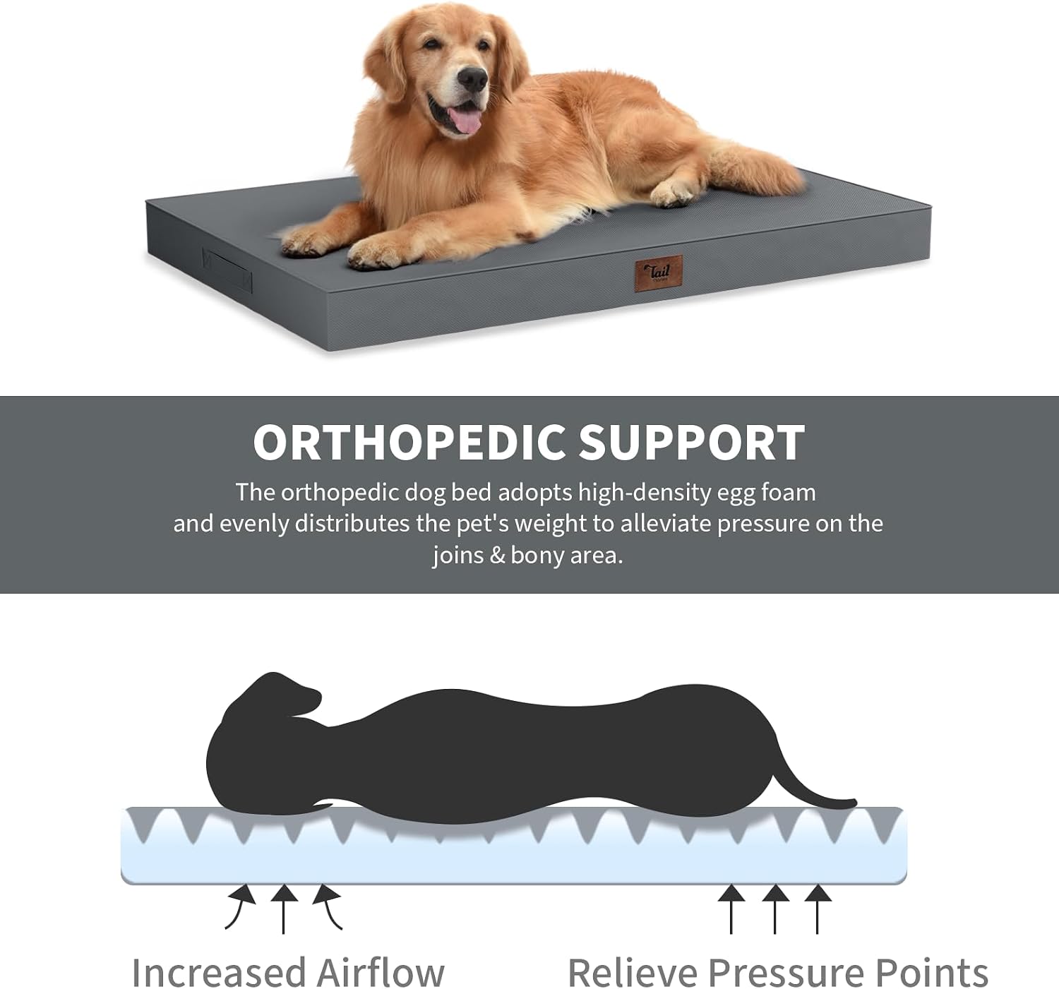 Detalle 2 de Tail Stories Orthopedic Dog Bed, 1680D Oxford