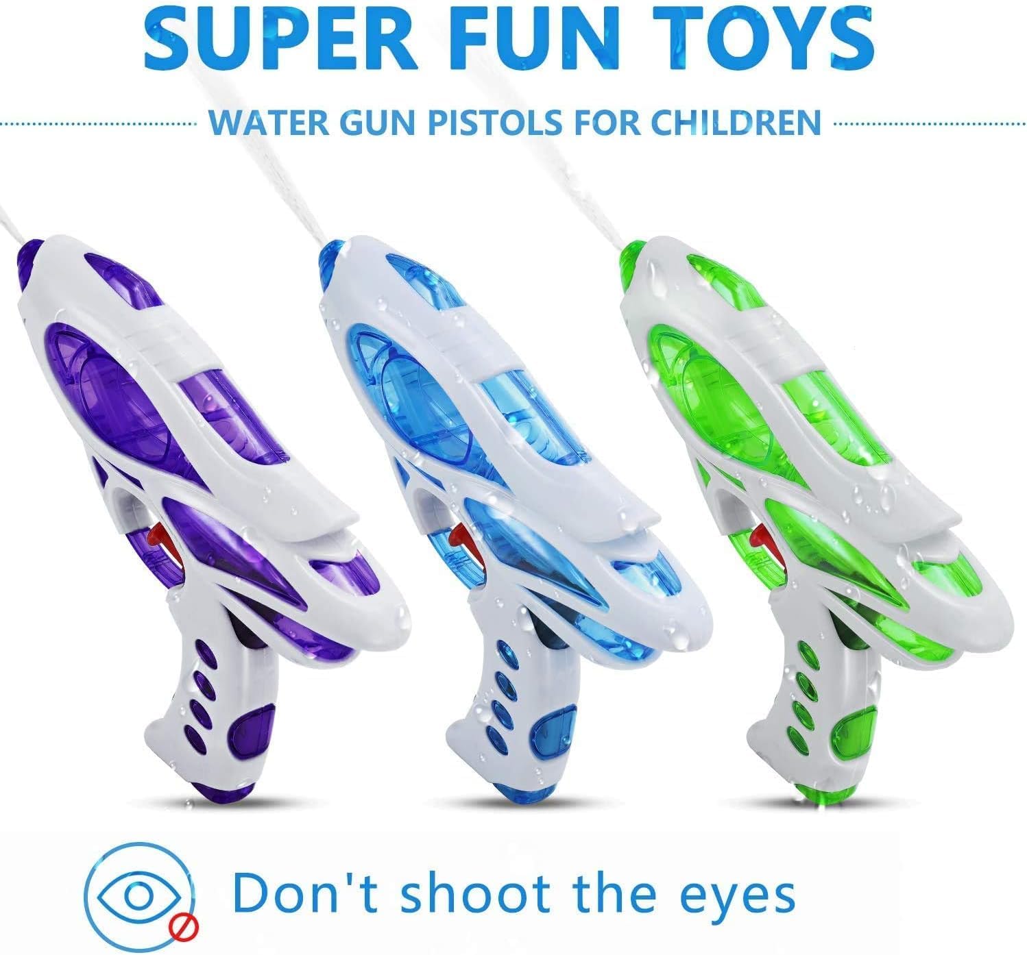 Thumbnail 5 de Muslecid Water Pistols for Kids – 3 Pack: Super Gun Blaster Outdoor Toy