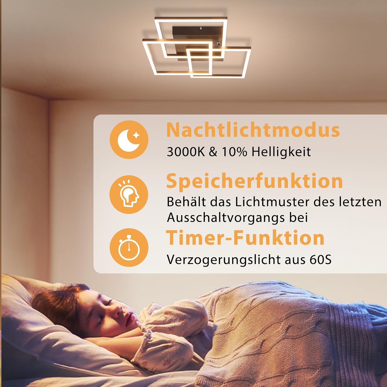 Detalle 2 de Homefire LED Deckenleuchte 36 W für Wohnzimmer