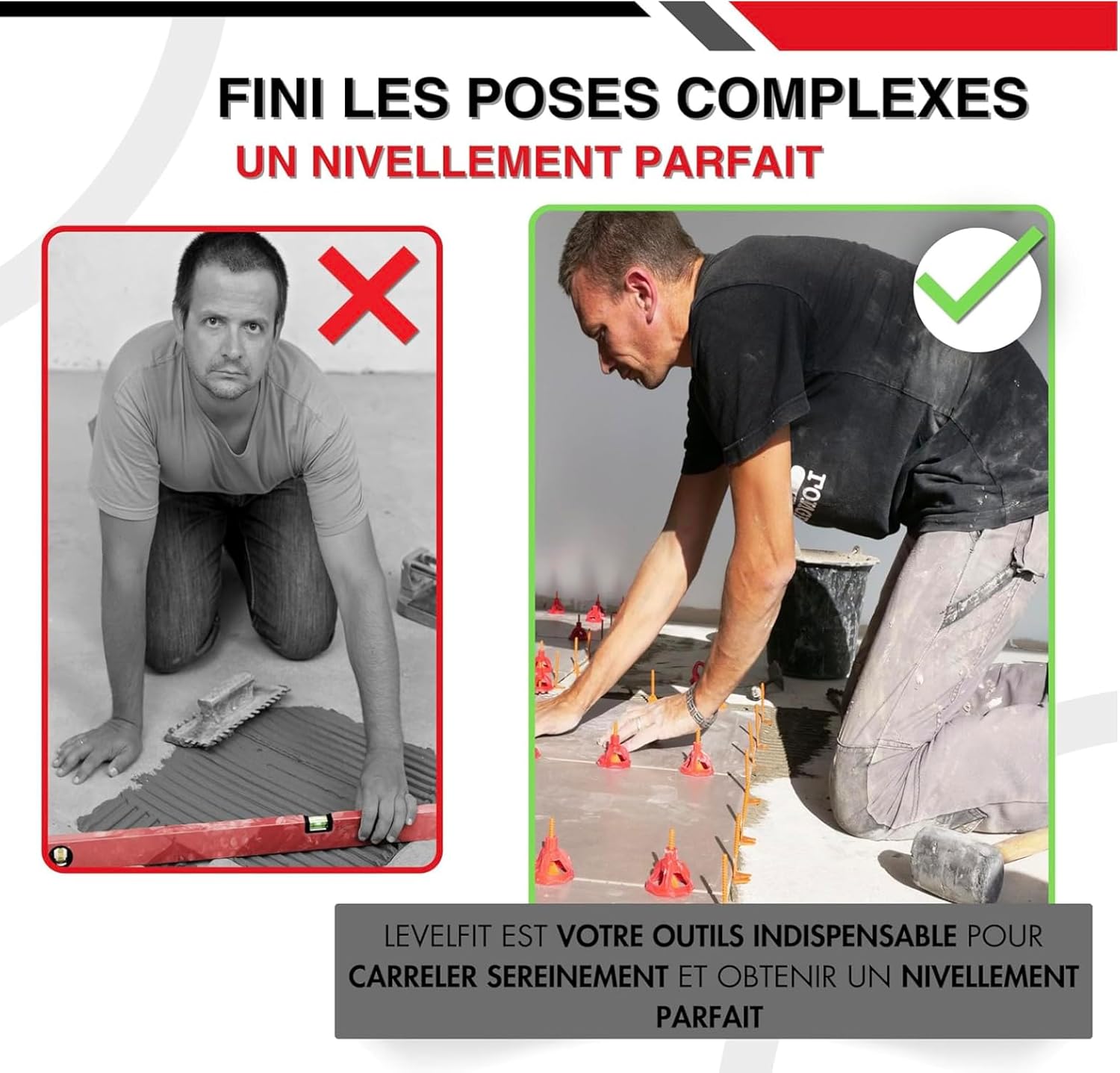 Detalle de Croisillons carrelage autonivelant SHAFFER PRO 2 mm | 200 clips + 100 cœurs réutilisables (3 à 22 mm)