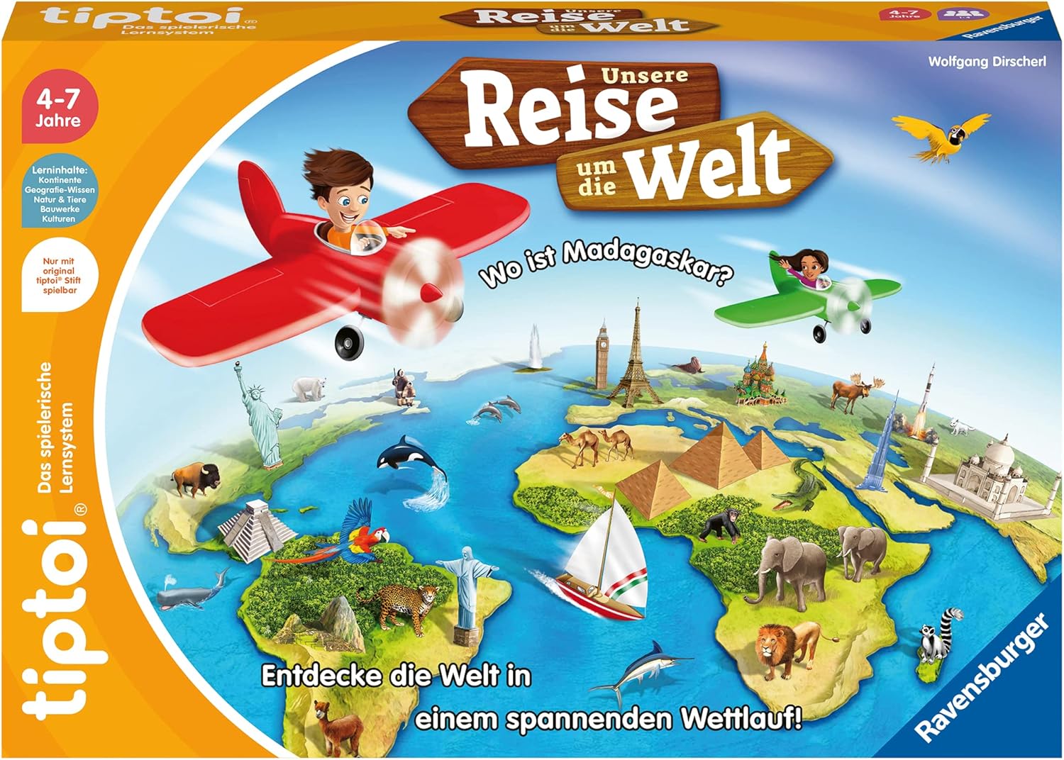 Detalle de Ravensburger tiptoi Spiel 00117 „Unsere Reise um die Welt“ – Lern-Geografiespiel ab 4 Jahren