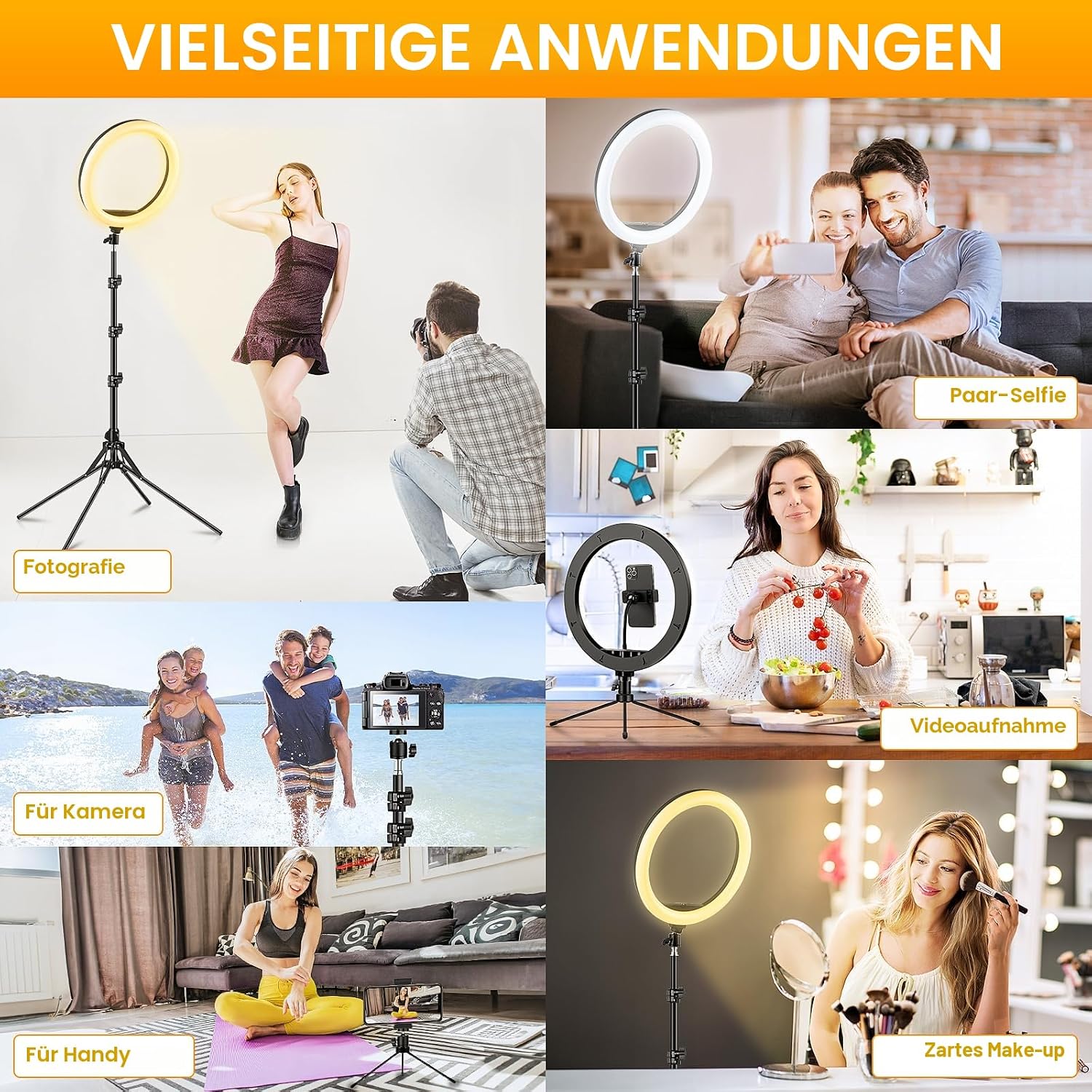 Detalle 2 de 11.5 Zoll Ringlicht mit Stativ Handy
