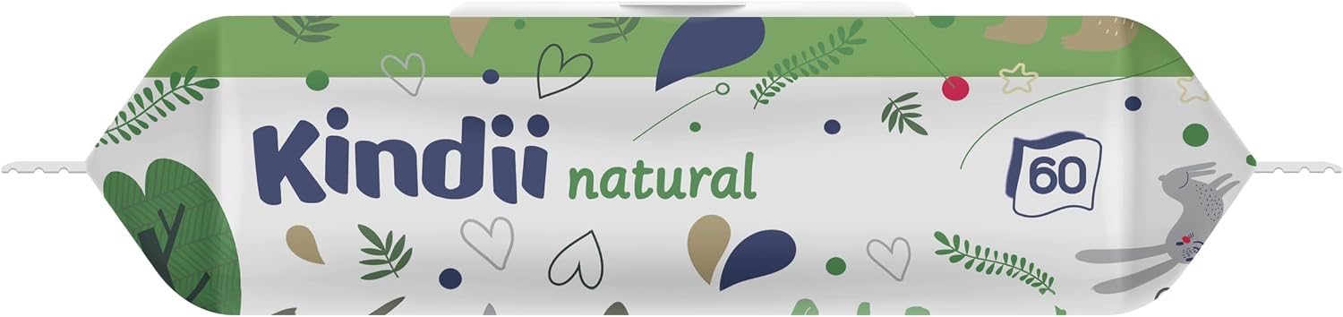 Detalle 1 de Kindii Natural Balance vochtige babydoekjes, 60 stuks met aloë vera en allantoïne