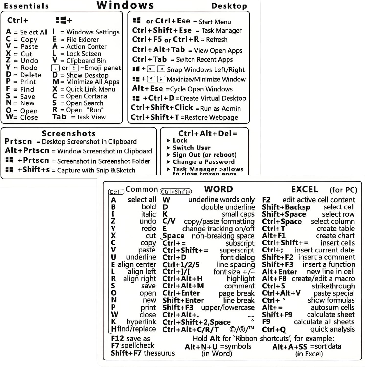 Detalle de KEAIDUO Windows + Word/Excel Shortcuts Stickers Bundle (Rainbowl)