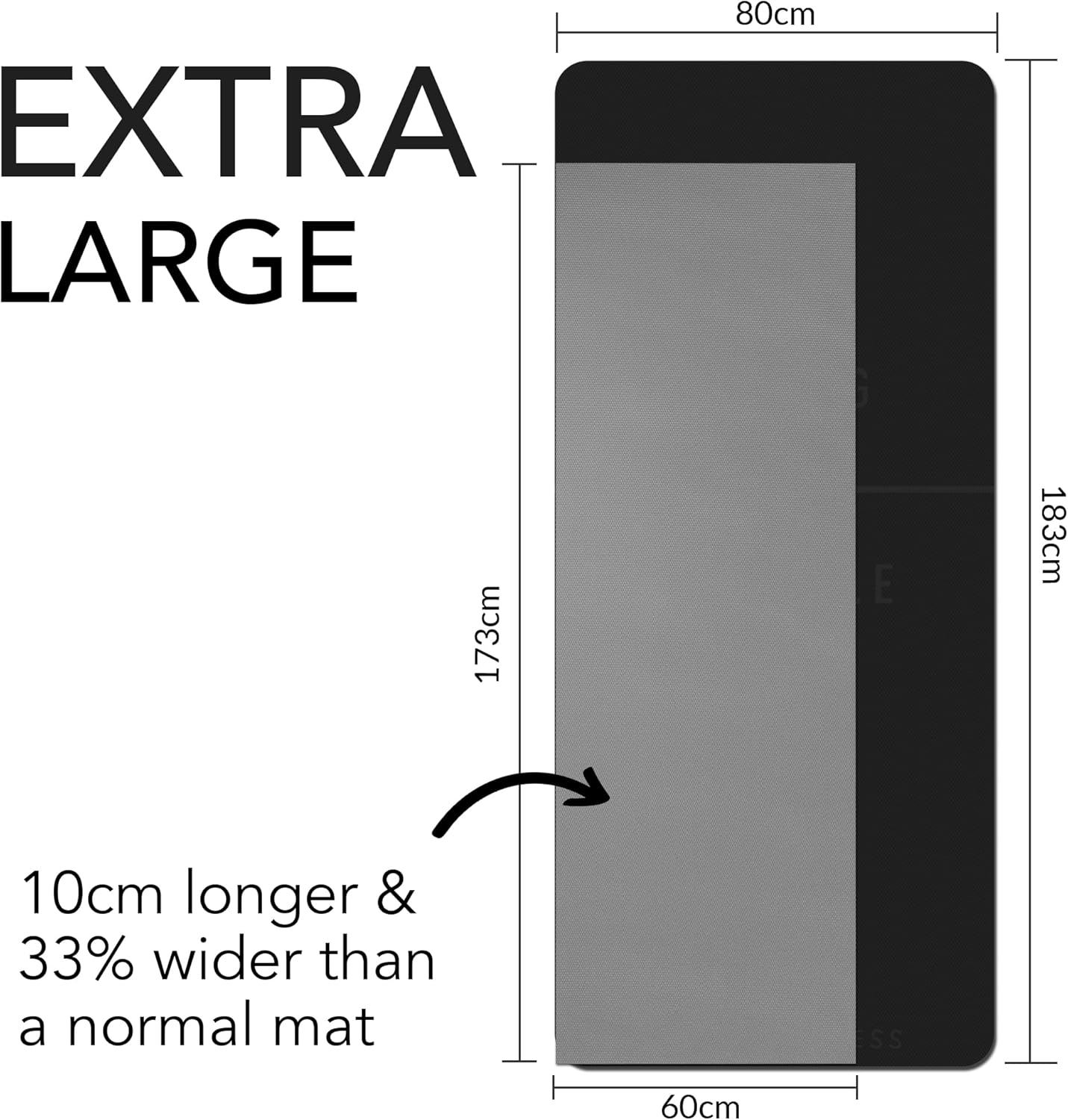 Detalle de Large Exercise Mat - Extra Wide & Extra Thick Yoga Mat (183cm x 80cm x 10mm) in TPE