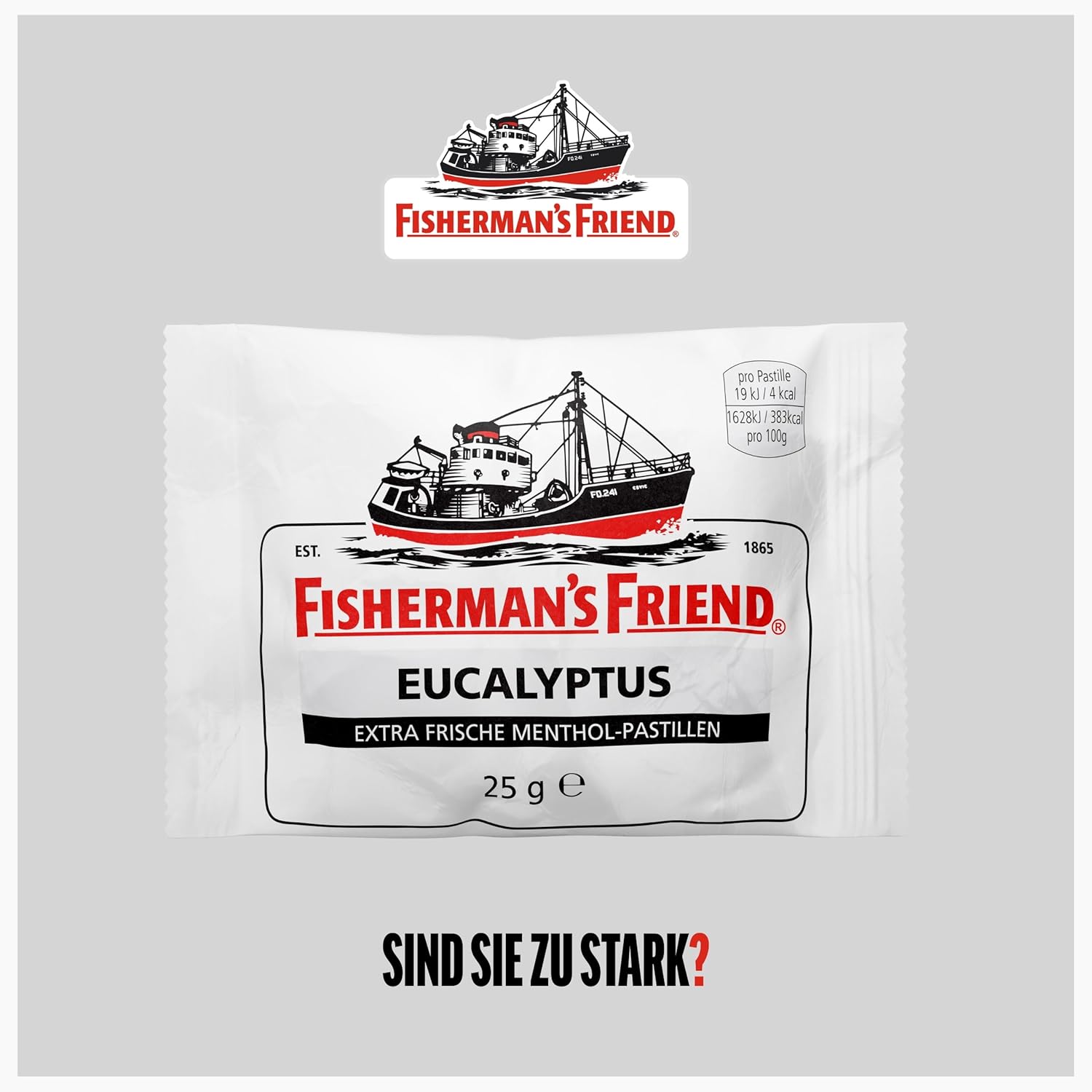 Detalle 2 de Fisherman’s Friend Eucalyptus – 24er Vorratsbox, Eukalyptus & Menthol, vegan, 24 x 25 g