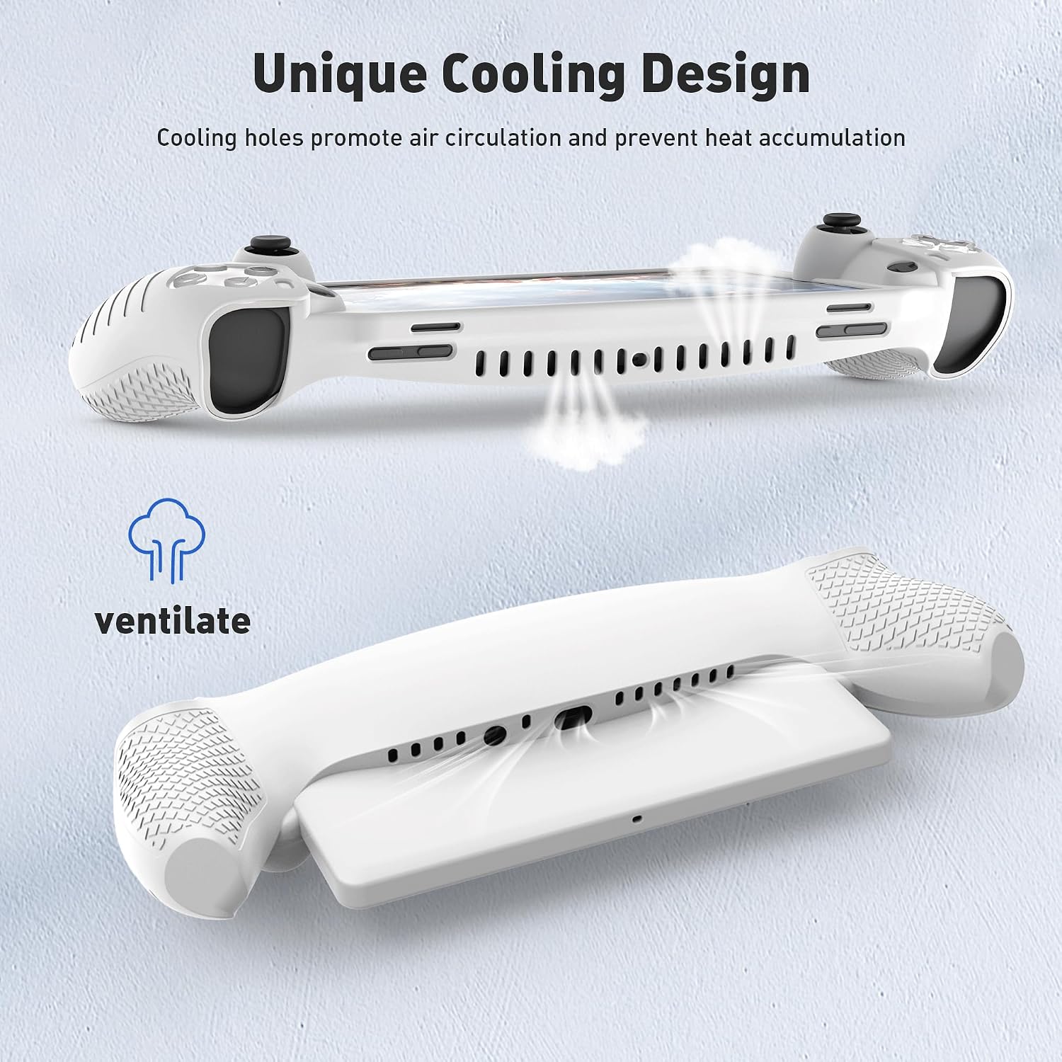 Detalle 2 de Foluck 3-in-1 Accessories Set for PlayStation Portal (Carry Case, Silicone Cover, 2 Screen Protectors) — White