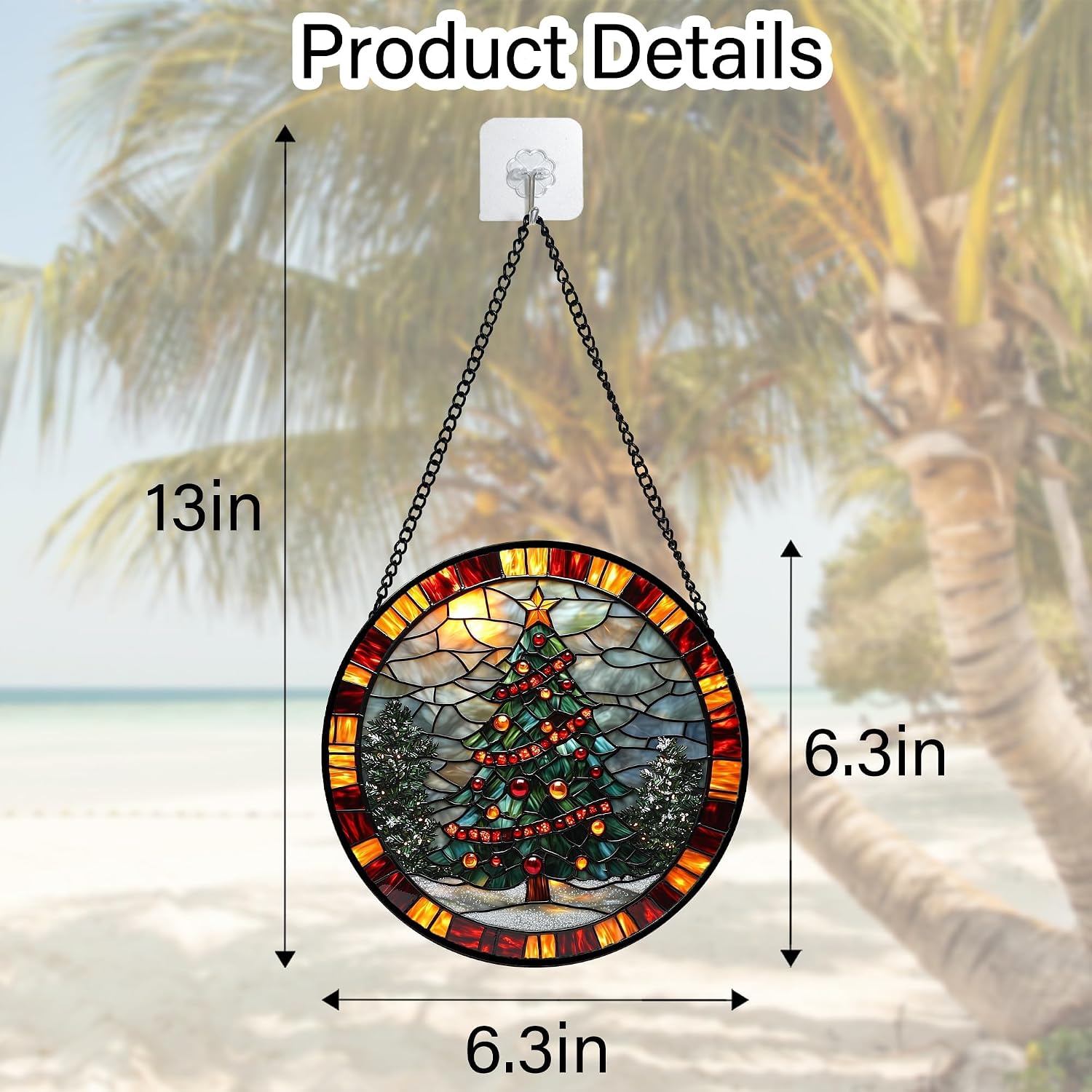 Thumbnail 6 de Stained Glass Christmas Tree Suncatcher, 9.8-inch